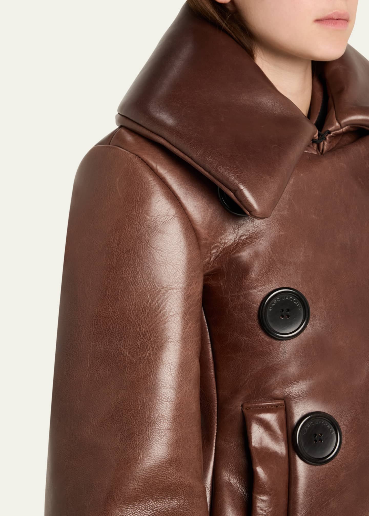 Marc Jacobs Runway Shrunken Leather Double-Breasted Jacket