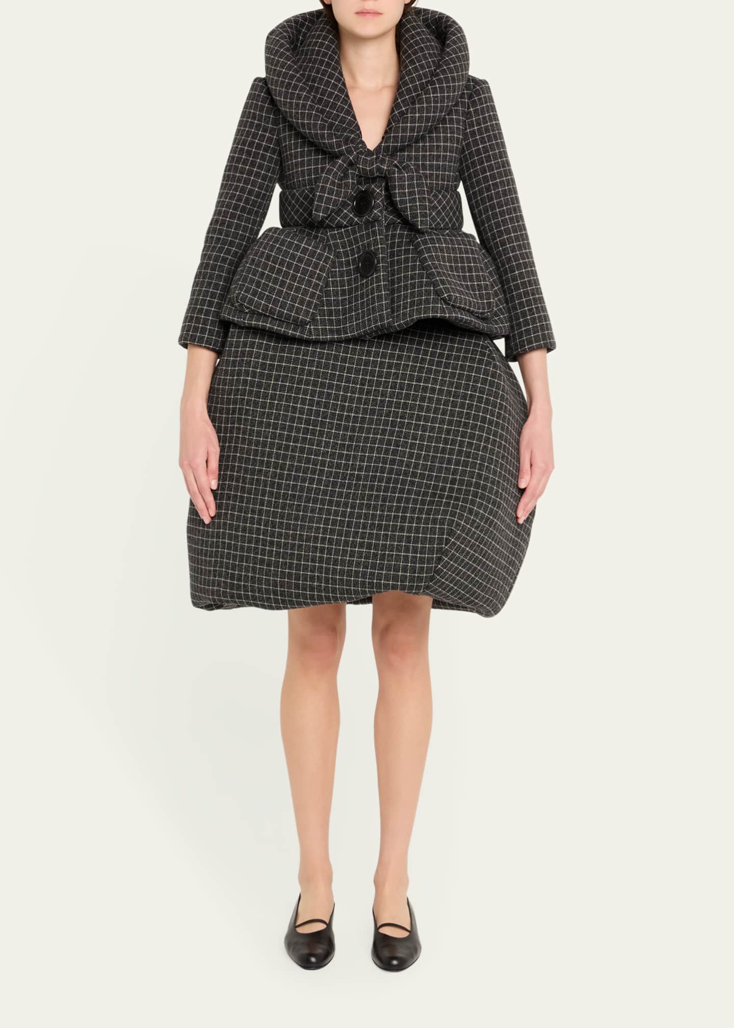 Marc Jacobs Runway Check Wool Padded Crop Hooded Jacket - Bergdorf