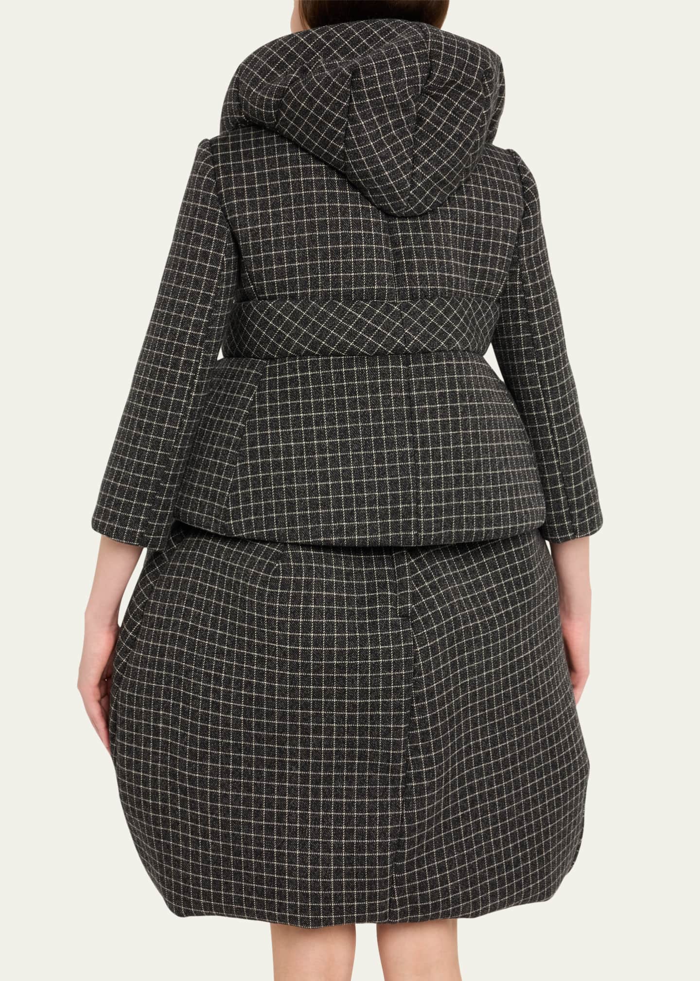 Marc Jacobs Runway Check Wool Padded Crop Hooded Jacket - Bergdorf