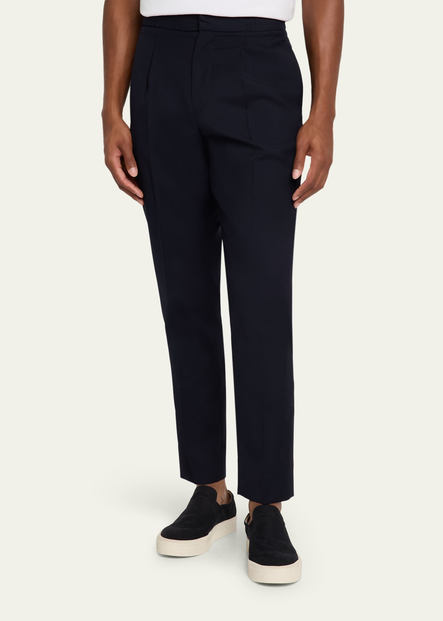 Officine Generale Men's Drew Straight-Fit Pleated Stretch Pants Image 4 of 5