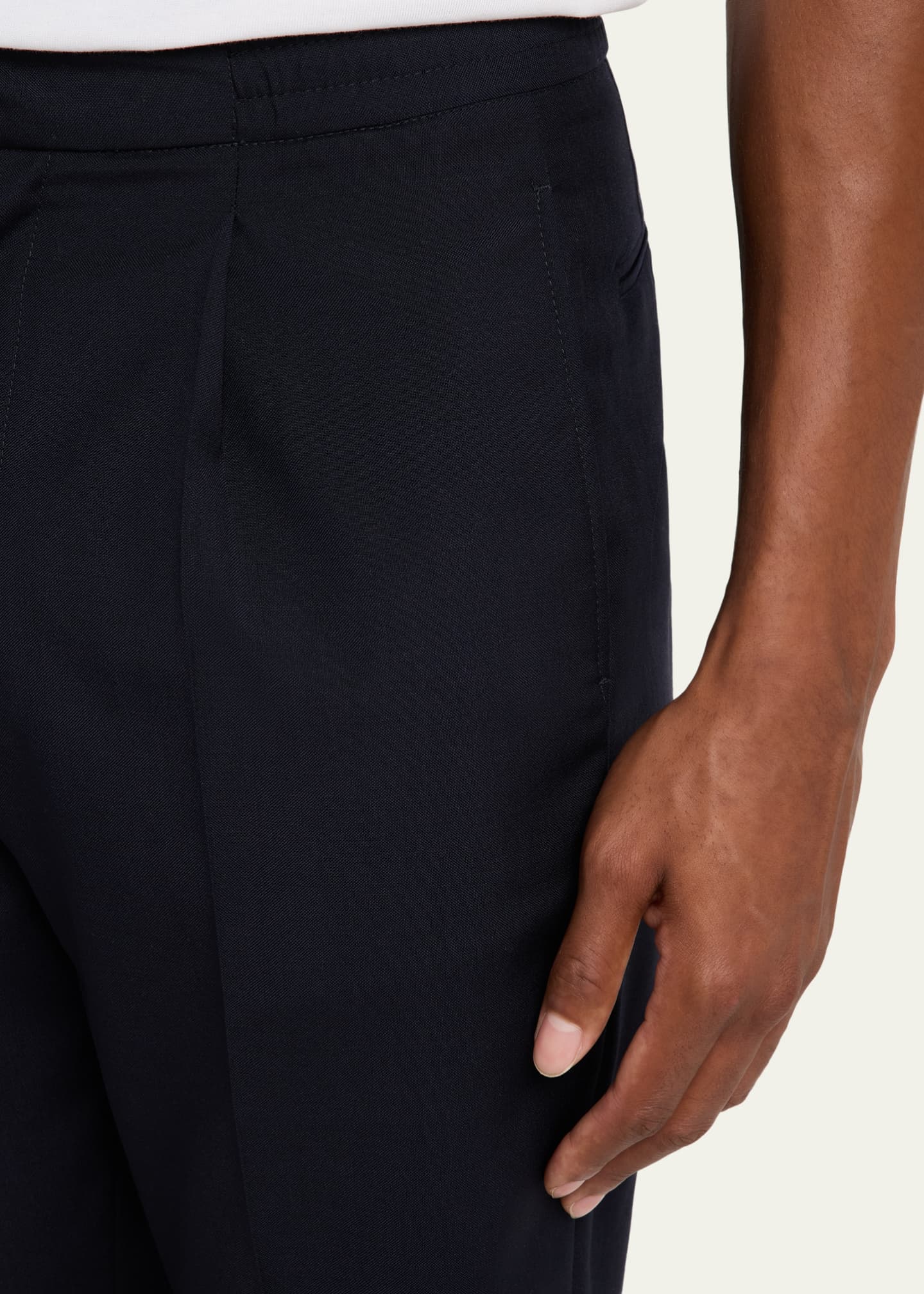 Officine Generale Men's Drew Straight-Fit Pleated Stretch Pants Image 5 of 5