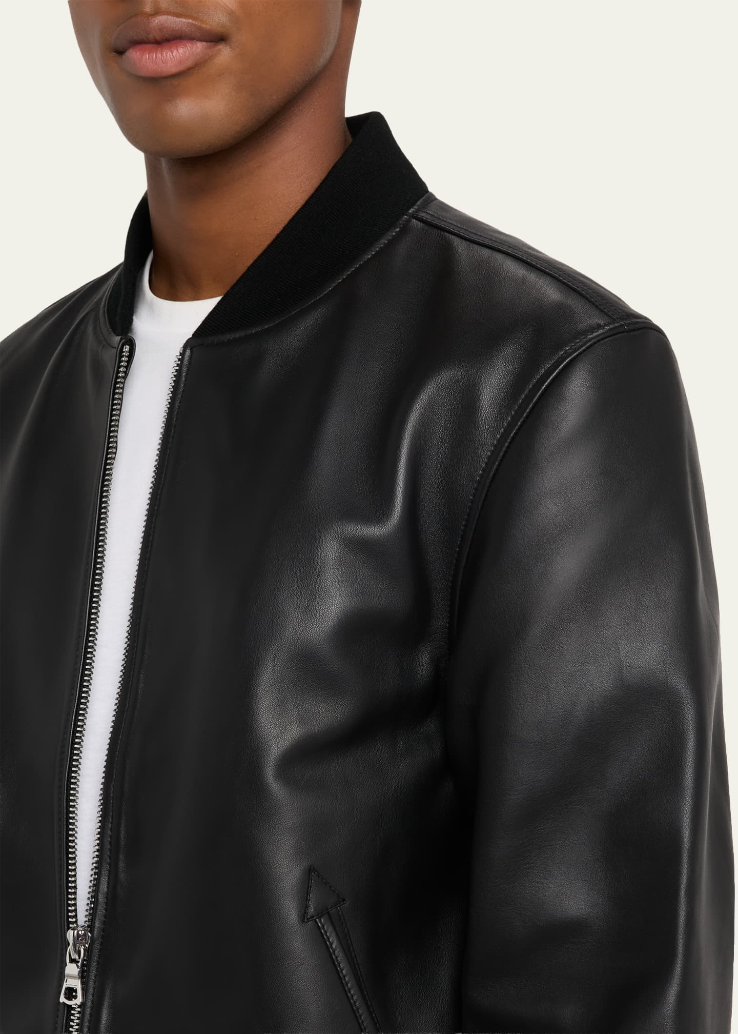 Officine Generale Men's Christo Full-Zip Leather Bomber Jacket Image 5 of 5