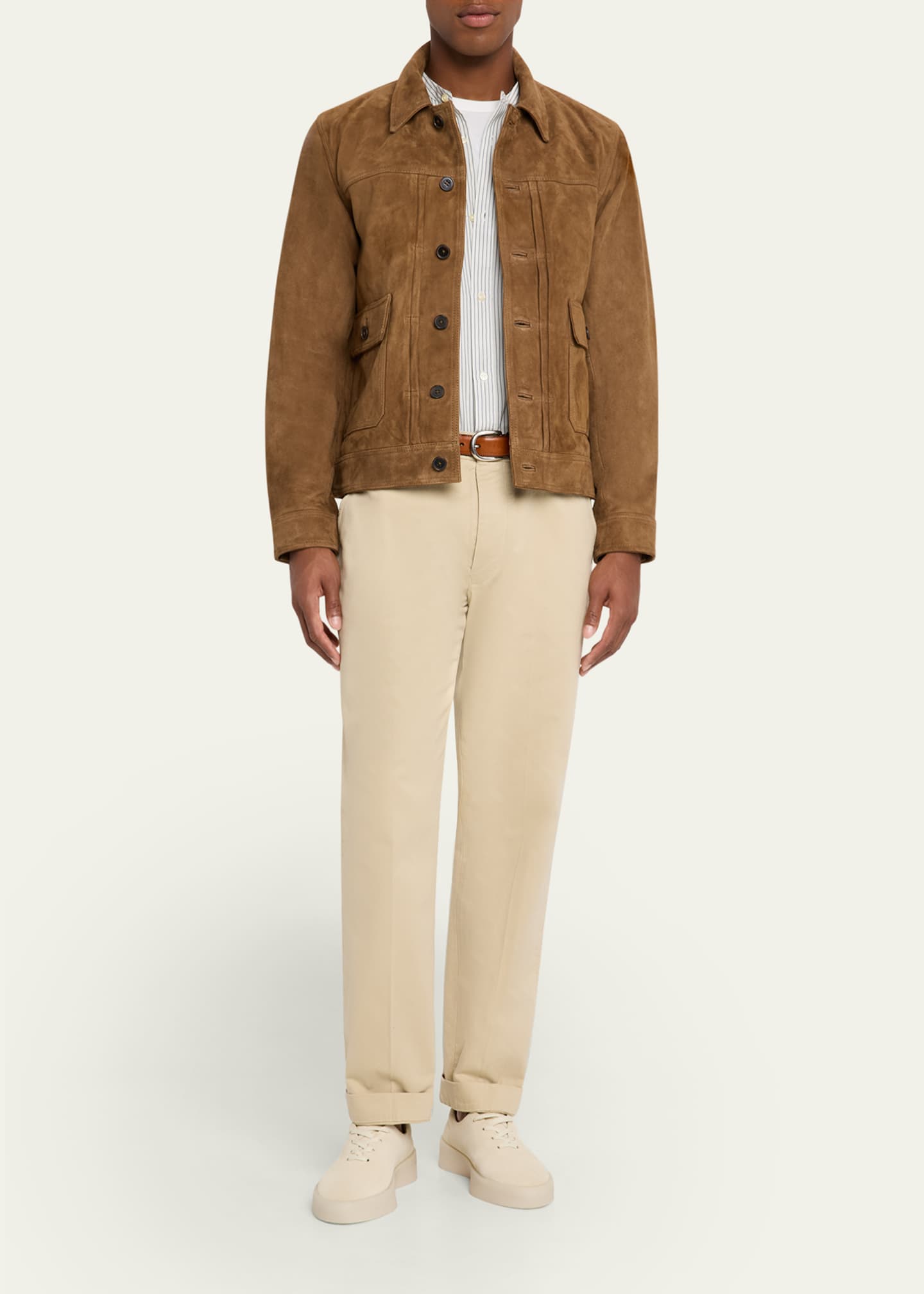 Officine Generale Men's Lazlo Suede Button-Front Shirt Jacket Image 2 of 5