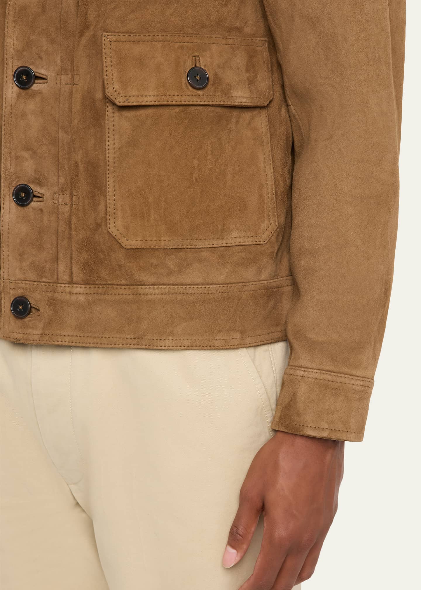 Officine Generale Men's Lazlo Suede Button-Front Shirt Jacket Image 5 of 5