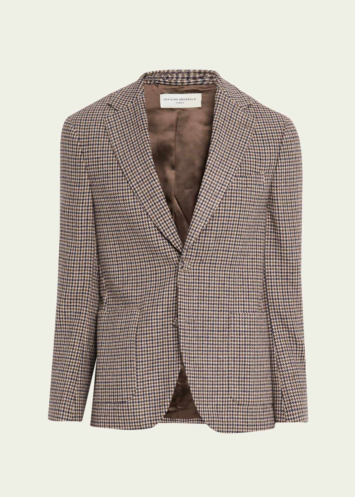 Officine Generale Men's Arthur Houndstooth Single-Breasted Sport Coat Image 1 of 8