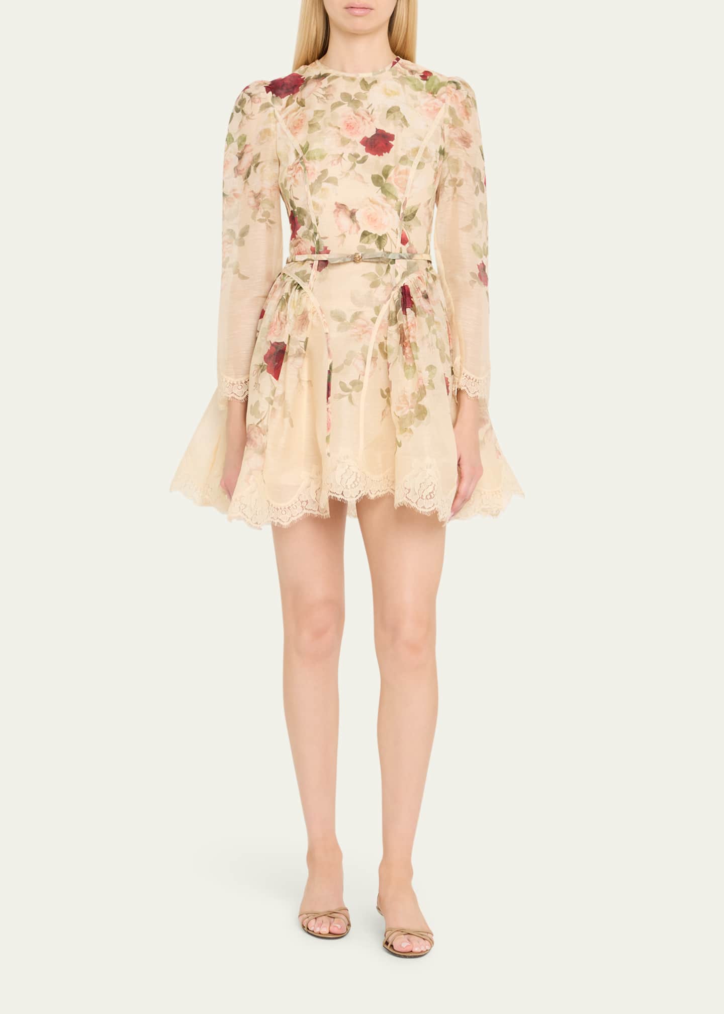 Zimmermann Floral Lace Paneled Mini Dress Image 2 of 5