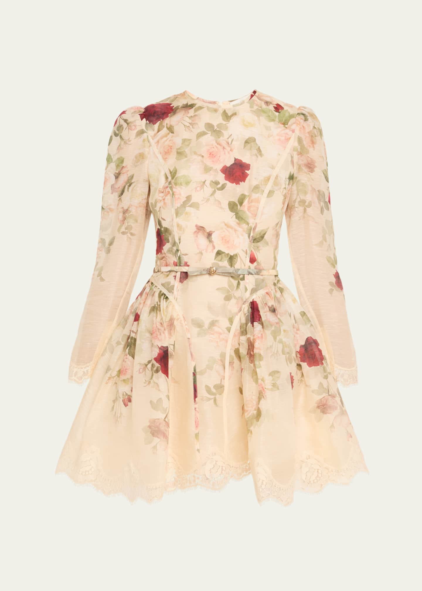 Zimmermann Floral Lace Paneled Mini Dress Image 1 of 5