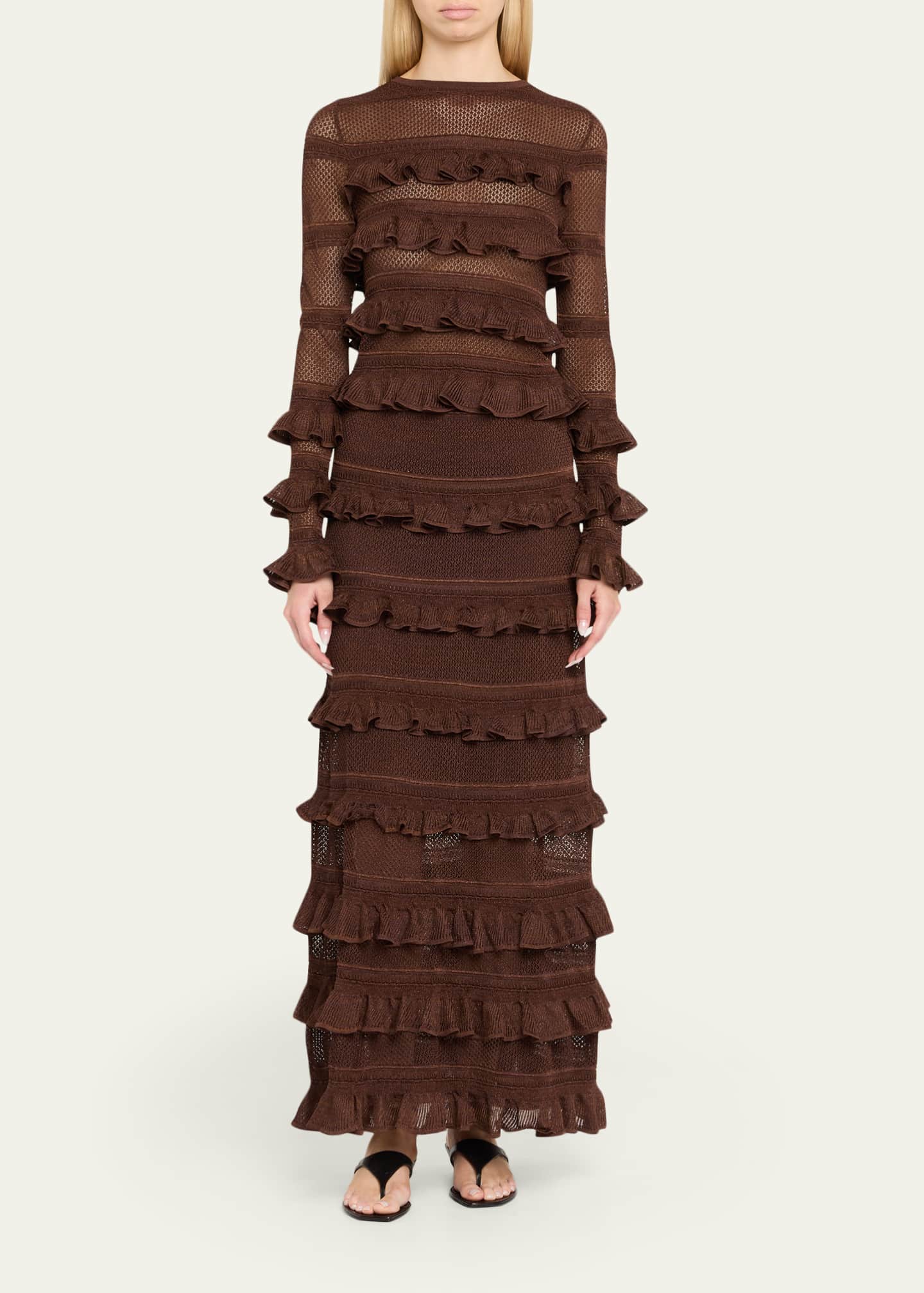 Zimmermann Lace Frill Women Top - Chocolate