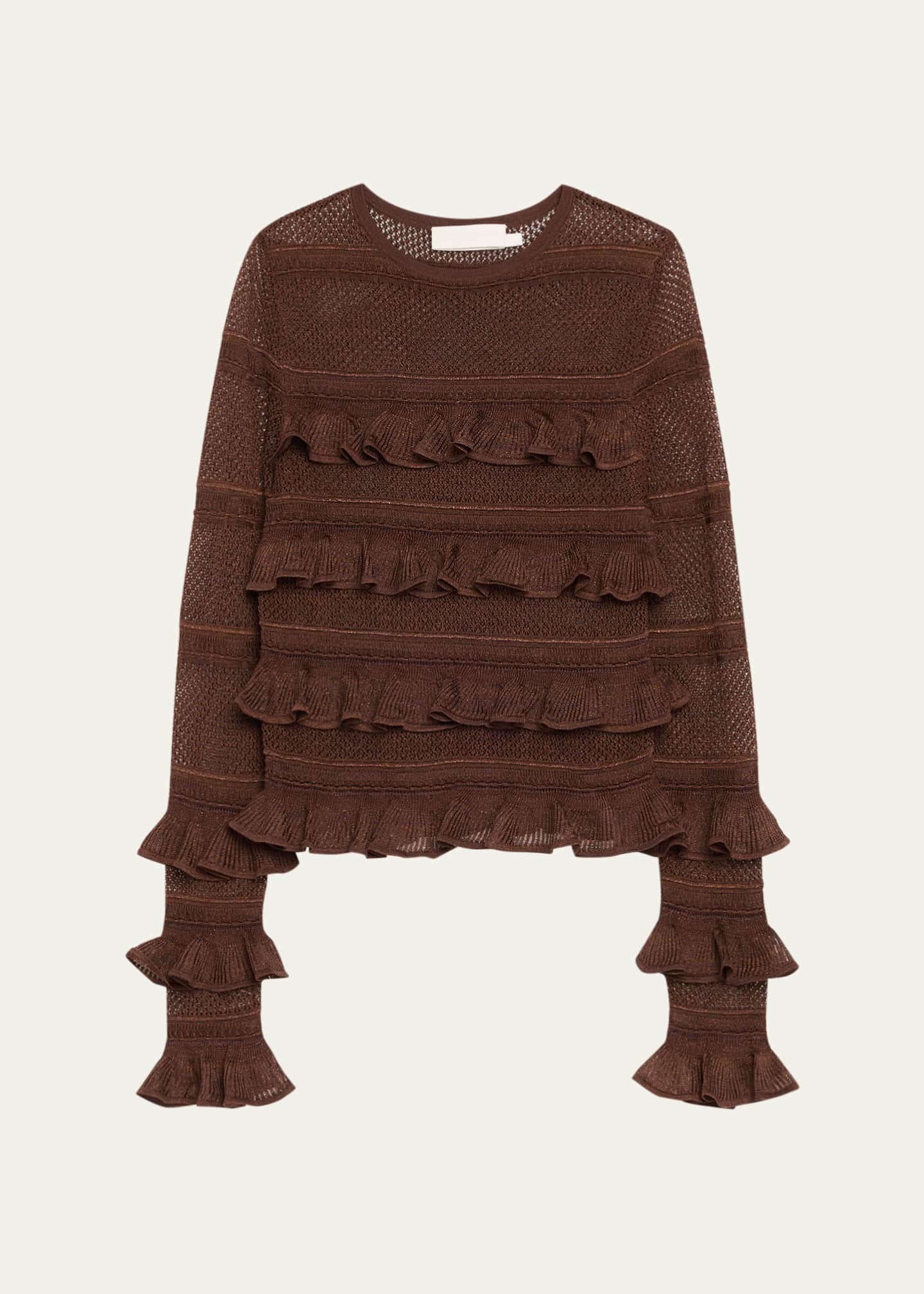Zimmermann Long-Sleeve Lace Frill Top - Bergdorf Goodman