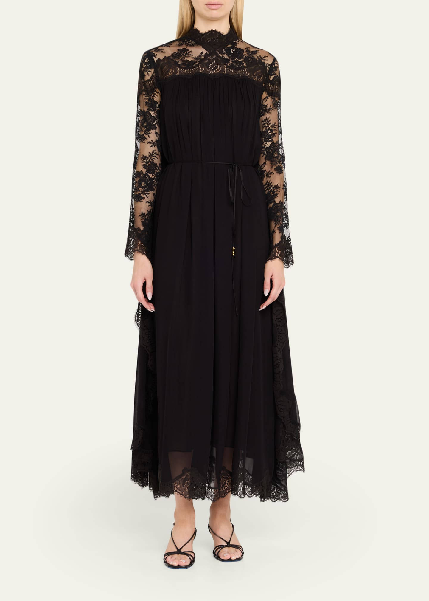 Lace Bat-Wing Maxi Dress
