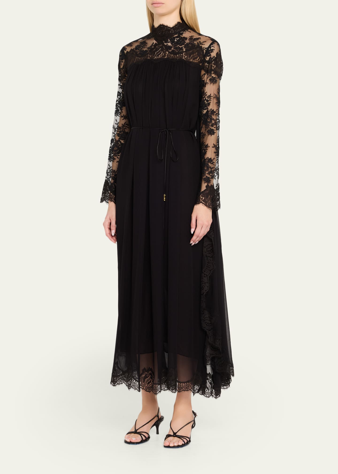 Lace Bat-Wing Maxi Dress