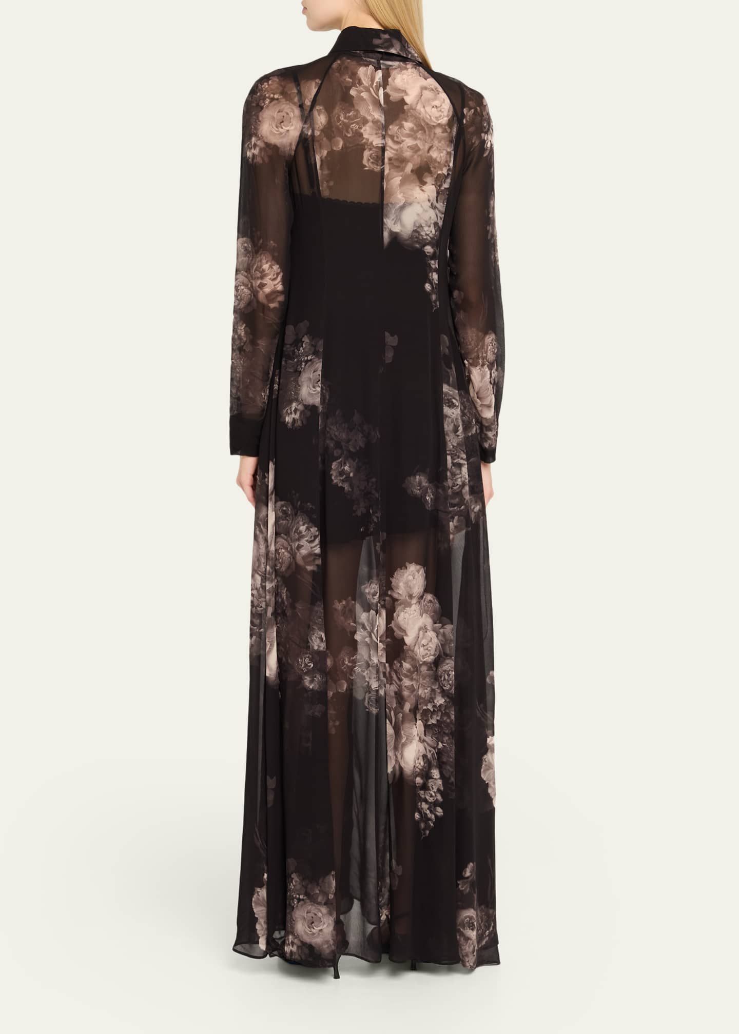 Zimmermann Long-Sleeve Floral Shirtdress with Bow Image 3 of 5