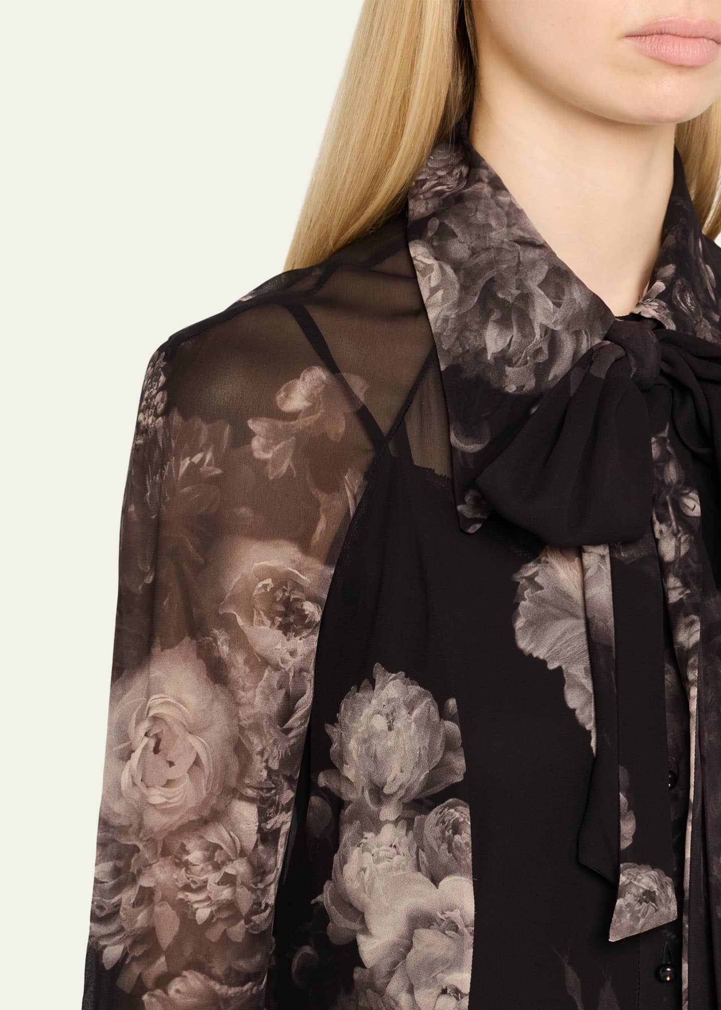 Zimmermann Long-Sleeve Floral Shirtdress with Bow Image 5 of 5
