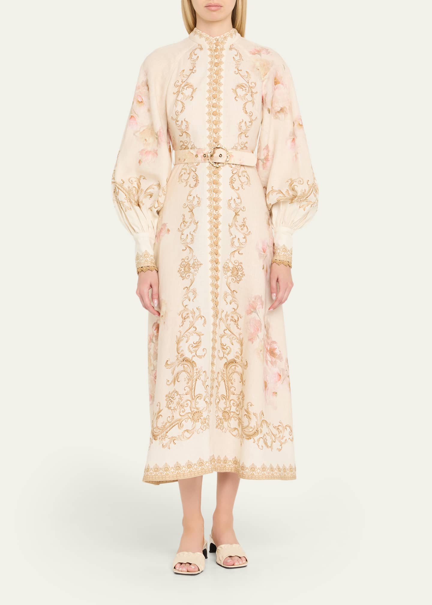 Zimmermann Buttoned Linen Midi Dress - Bergdorf Goodman