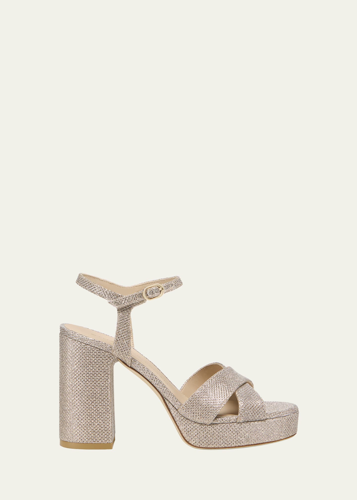 Stuart Weitzman Dayna Metallic Crisscross Platform Sandals
