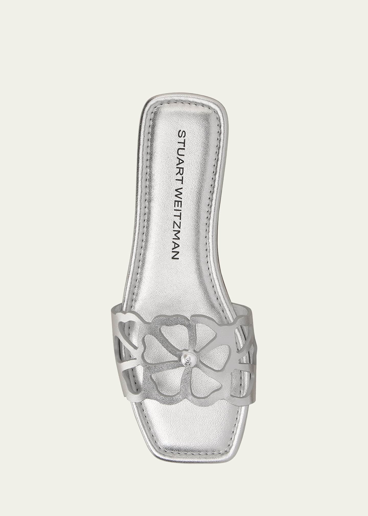 STUART WEITZMAN Womens Silver Metallic Cassie Round Toe Slip On Leather Flip Flop Sandal B