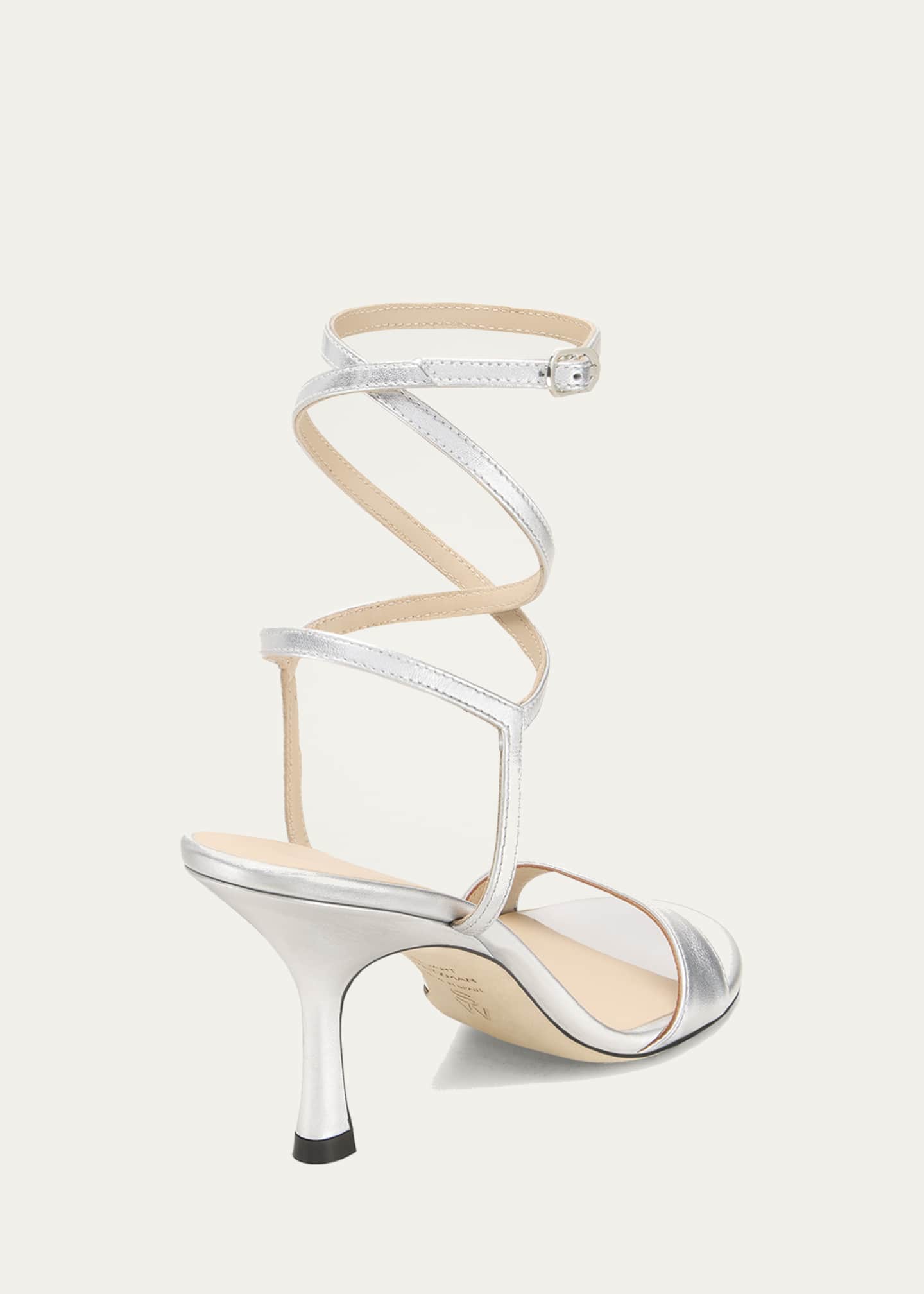Stuart Weitzman Nudist Metallic Ankle-Wrap Sandals Image 3 of 4