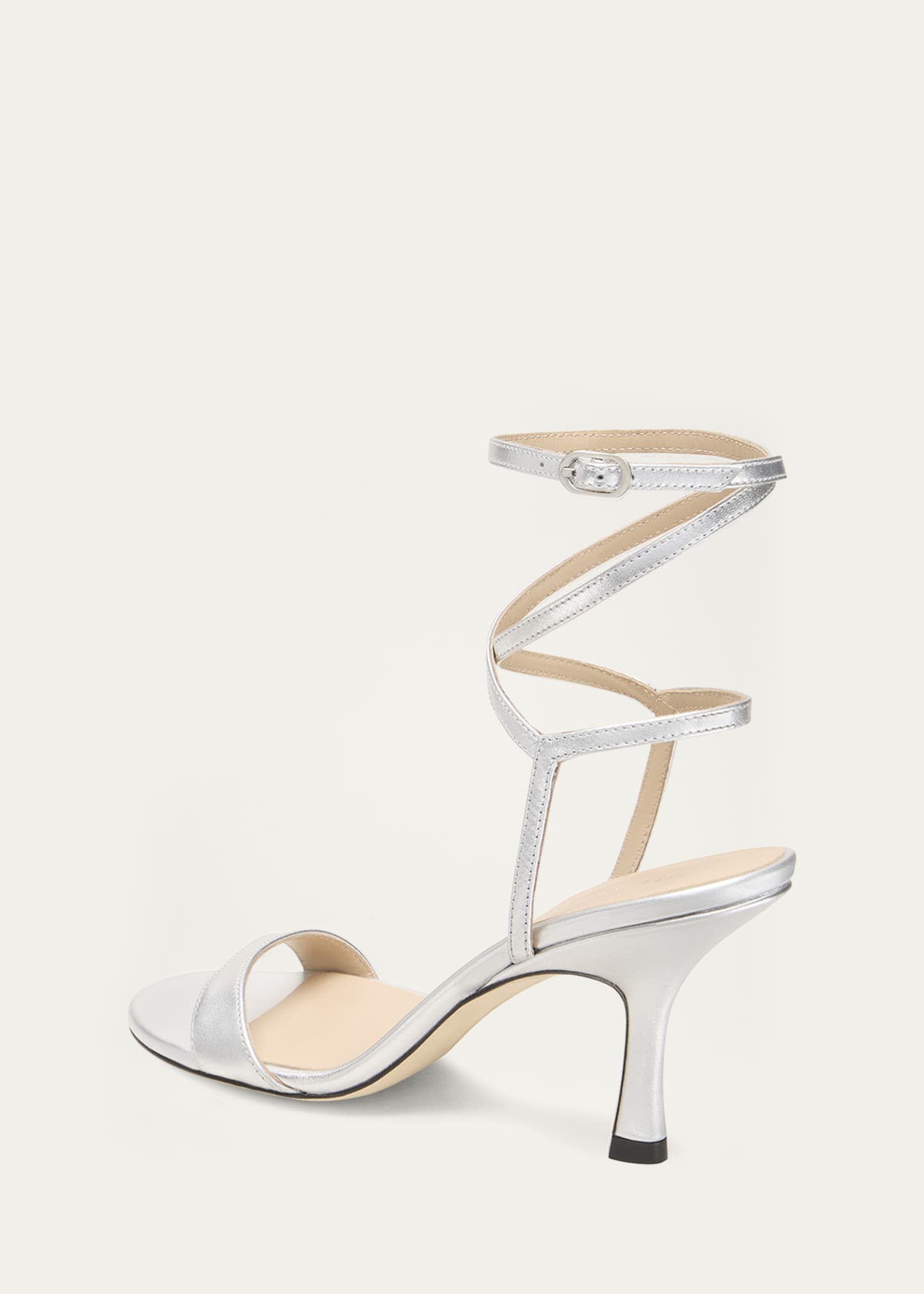 Stuart Weitzman Nudist Metallic Ankle-Wrap Sandals Image 4 of 4