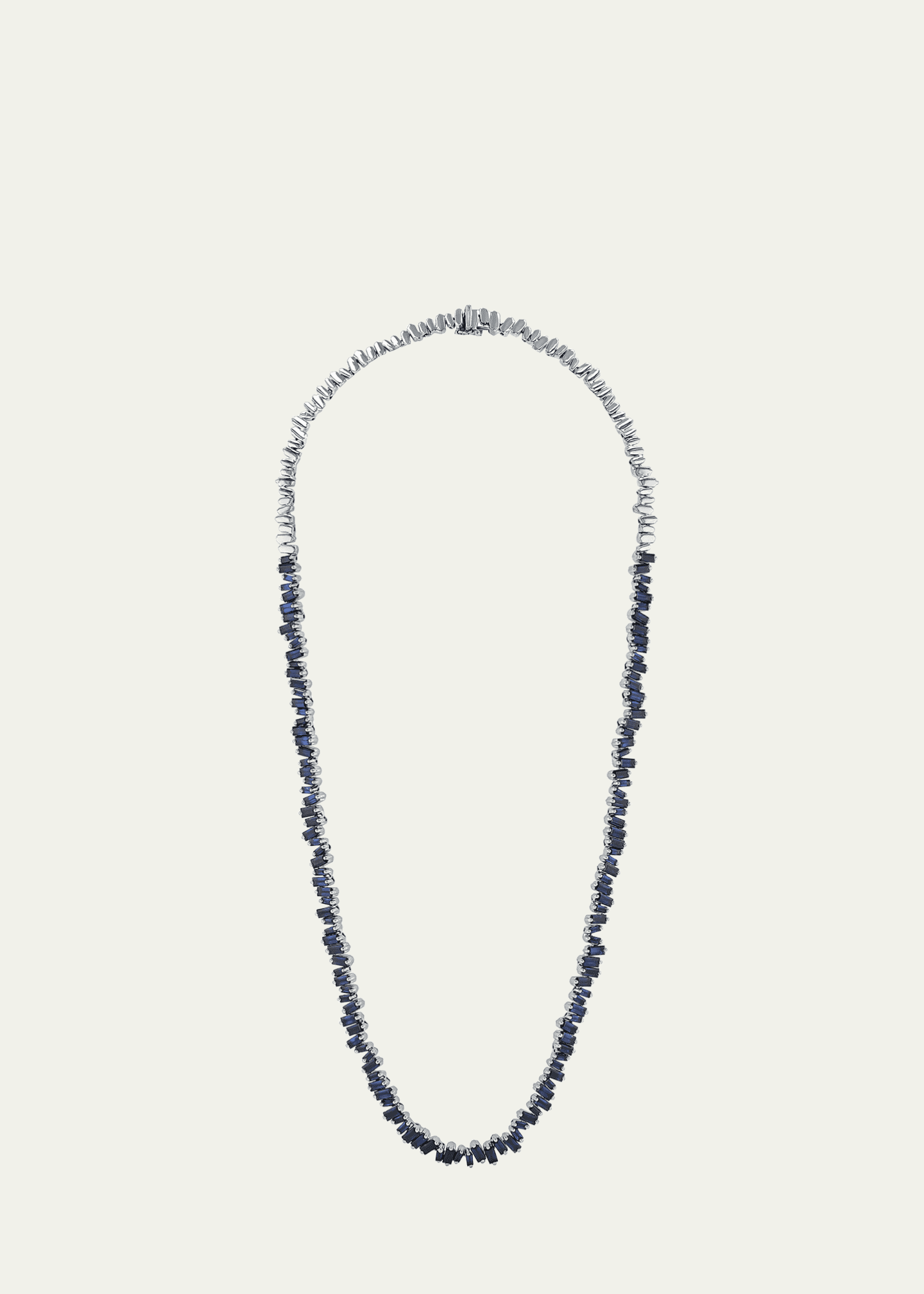 Suzanne Kalan 18K White Gold Tennis Necklace with Dark Blue Sapphire Baguettes Image 1 of 2
