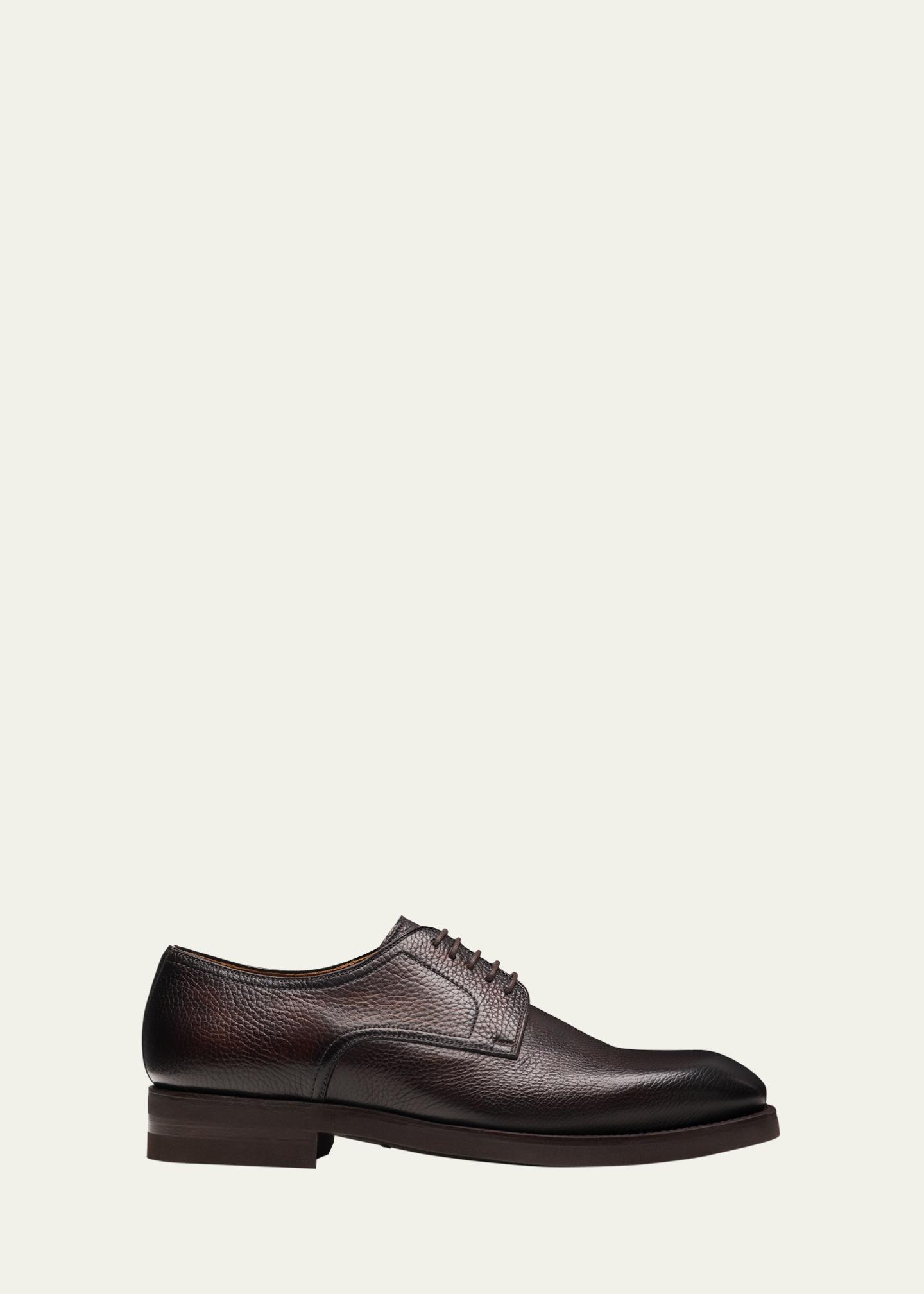 Magnanni Derby Shoes Melich III 12M $625 Brown Painted Grained Leather 23794 Melich V Men main image 3