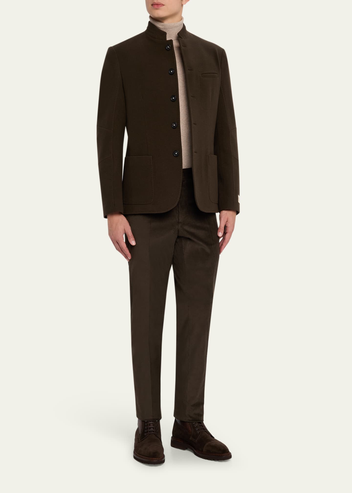 Cesare Attolini Men's Slim Corduroy Flat-Front Pants Image 2 of 5