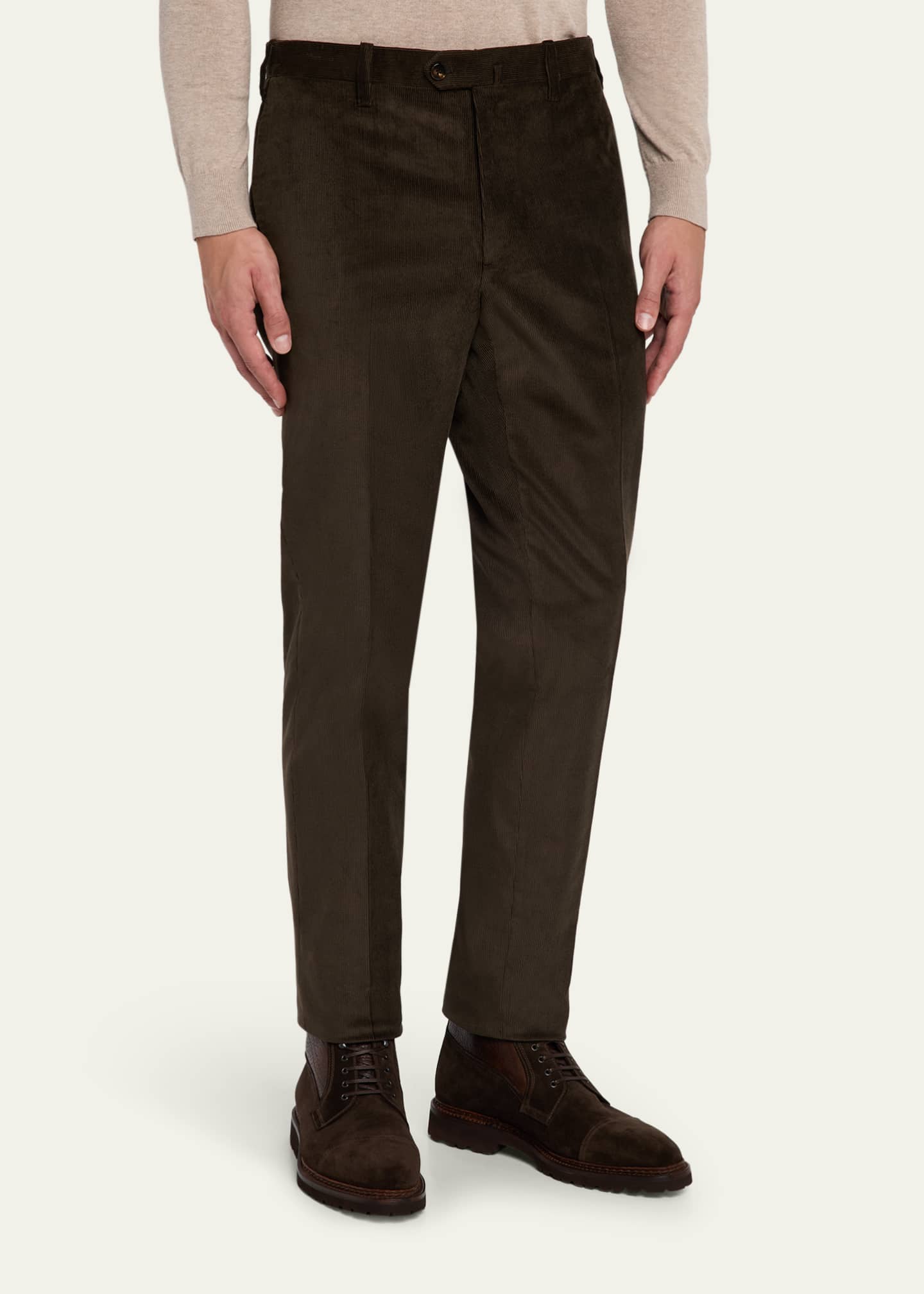 Cesare Attolini Men's Slim Corduroy Flat-Front Pants Image 4 of 5