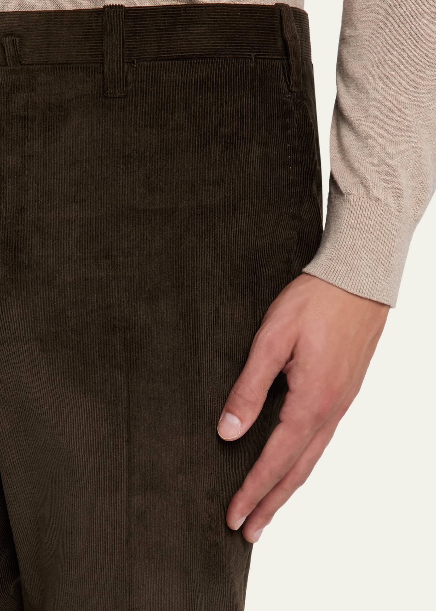 Cesare Attolini Men's Slim Corduroy Flat-Front Pants Image 5 of 5