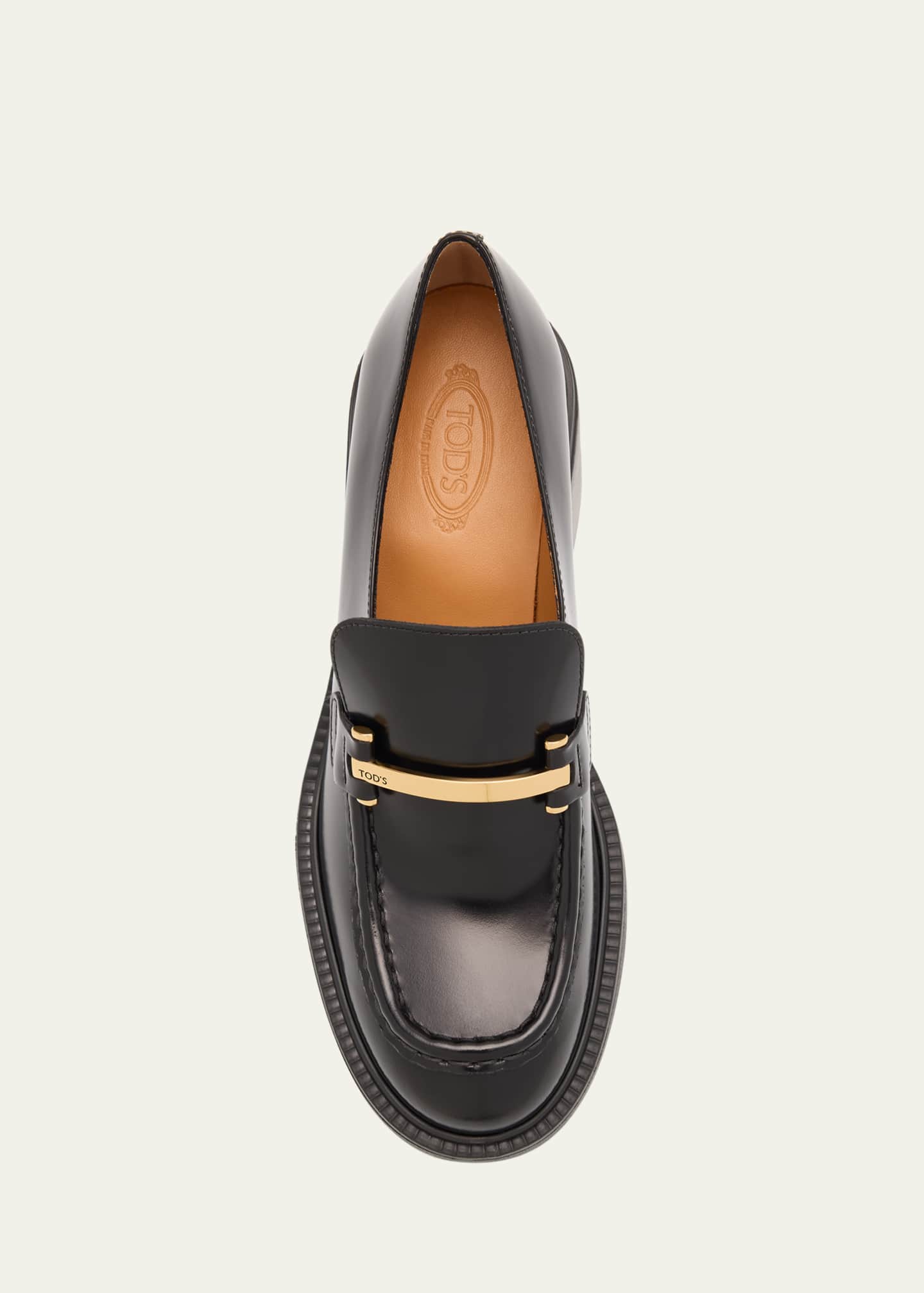 Tod's Gomma Leather Block-Heel Loafers - Bergdorf Goodman