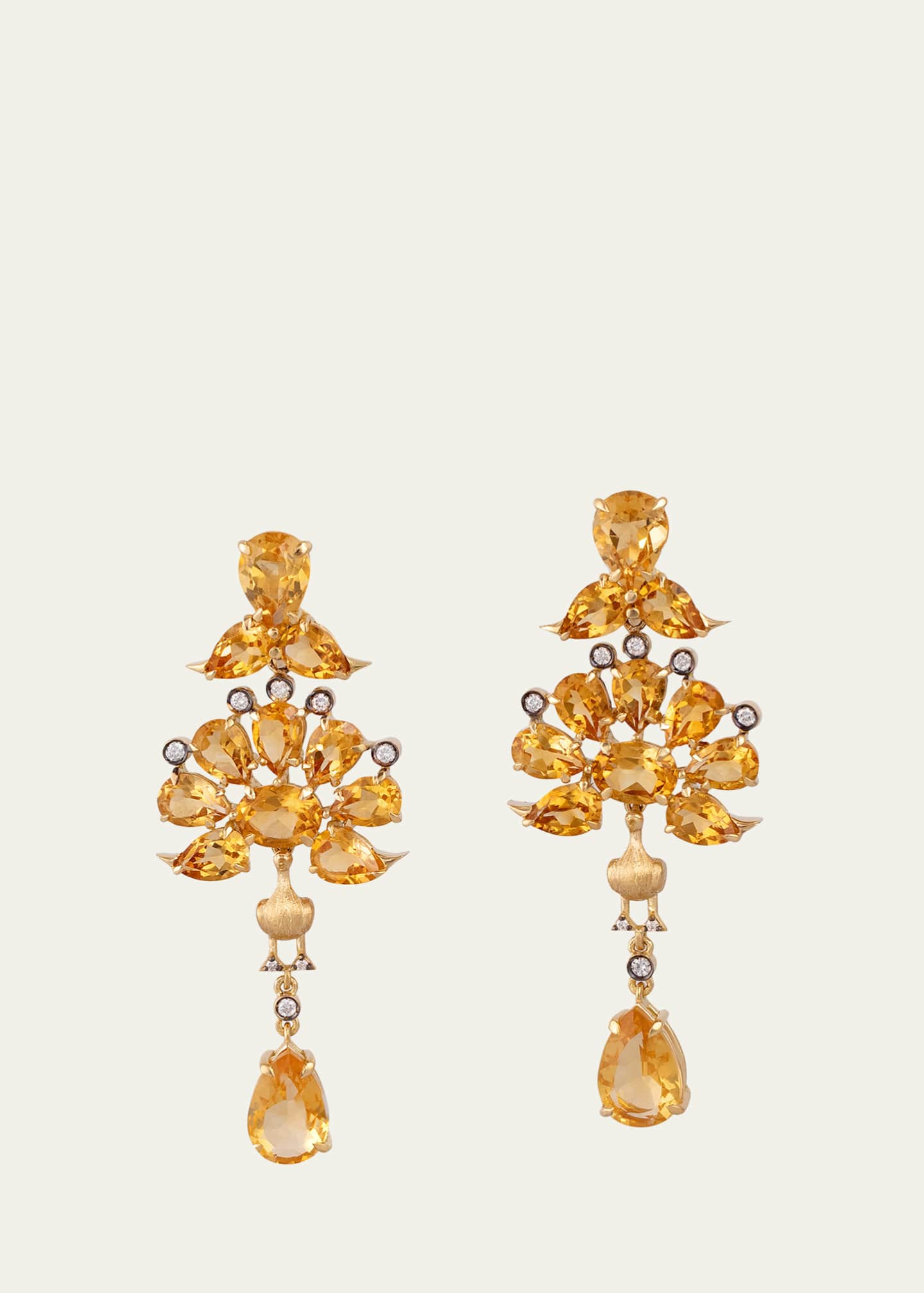 Silvia Furmanovich 18K Yellow Gold Peacock Citrine Earrings with Diamonds