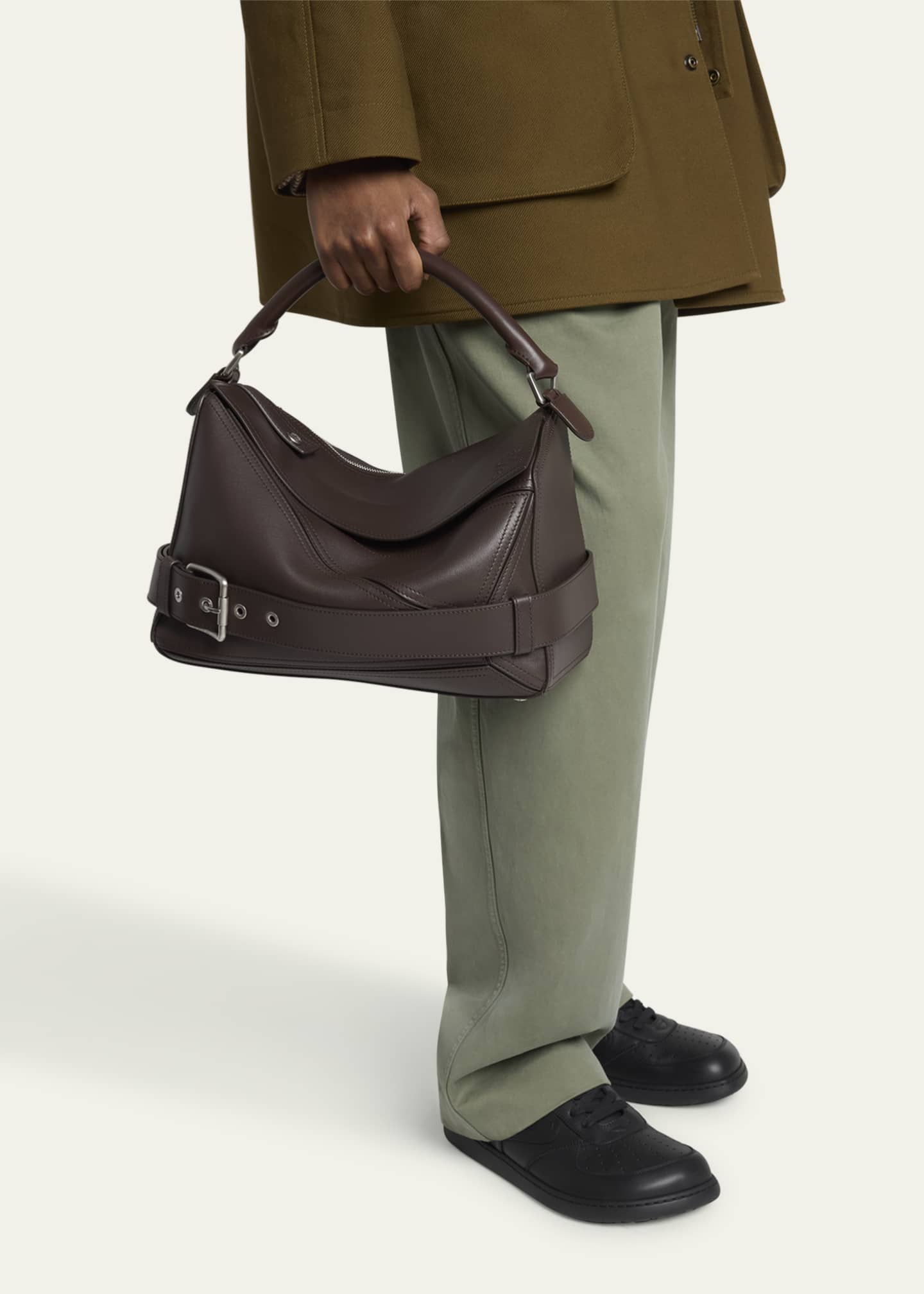 LOEWE メンズ レザーショルダーバッグ Loewe Men's Large Leather Biker Puzzle Shoulder Bag - Bergdorf Goodman