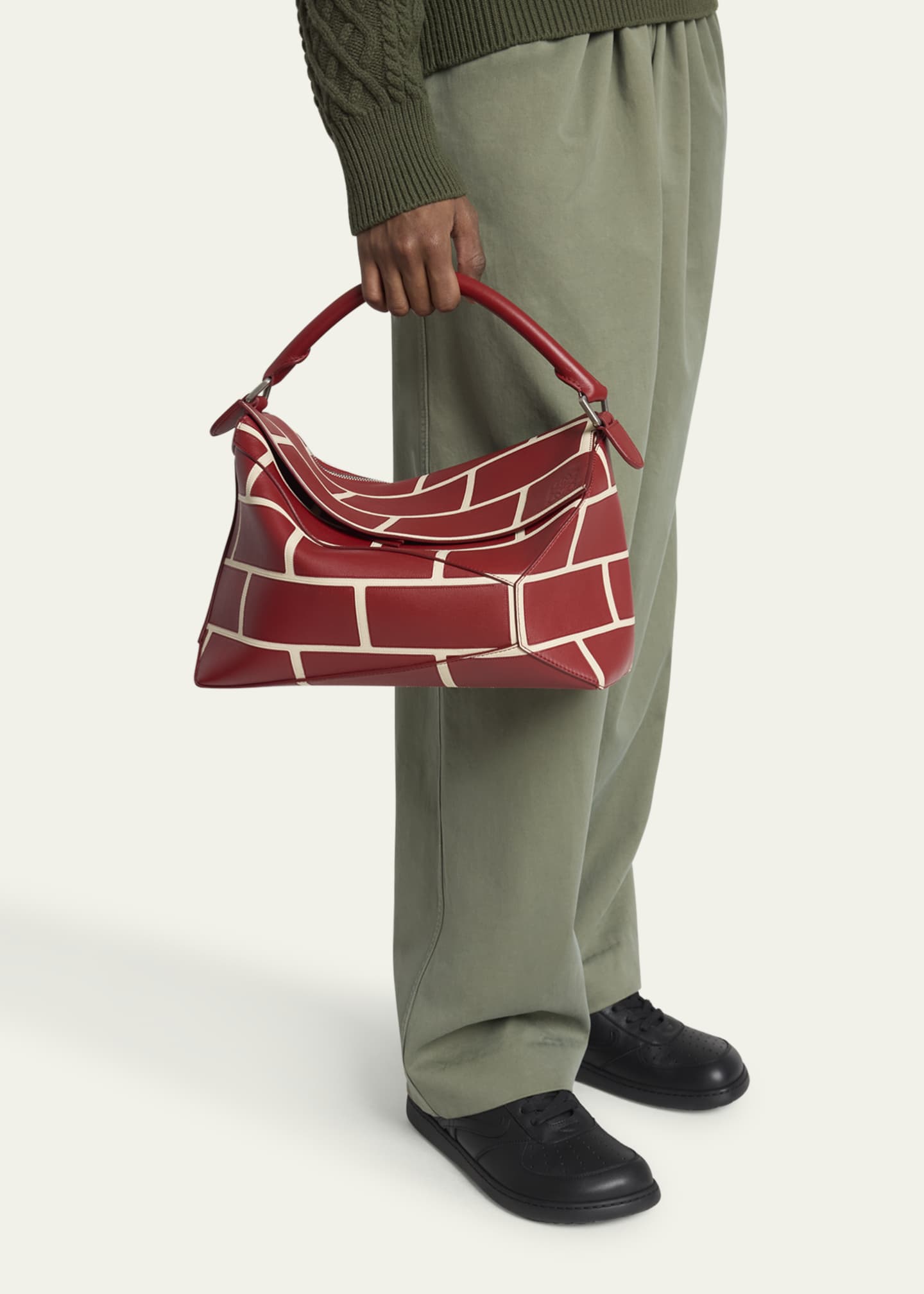 Loewe Men's Large Brick Leather Puzzle Edge Shoulder Bag
