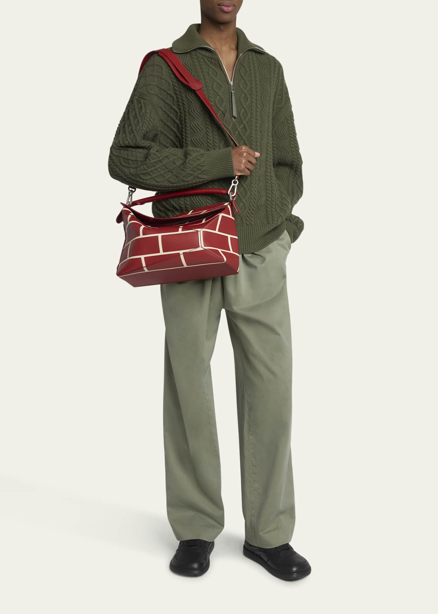 Loewe Men's Large Brick Leather Puzzle Edge Shoulder Bag