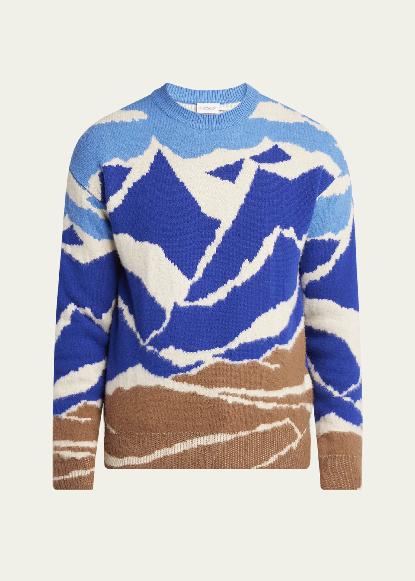 Moncler Men's Landscape-Print Crewneck Sweater - Bergdorf Goodman