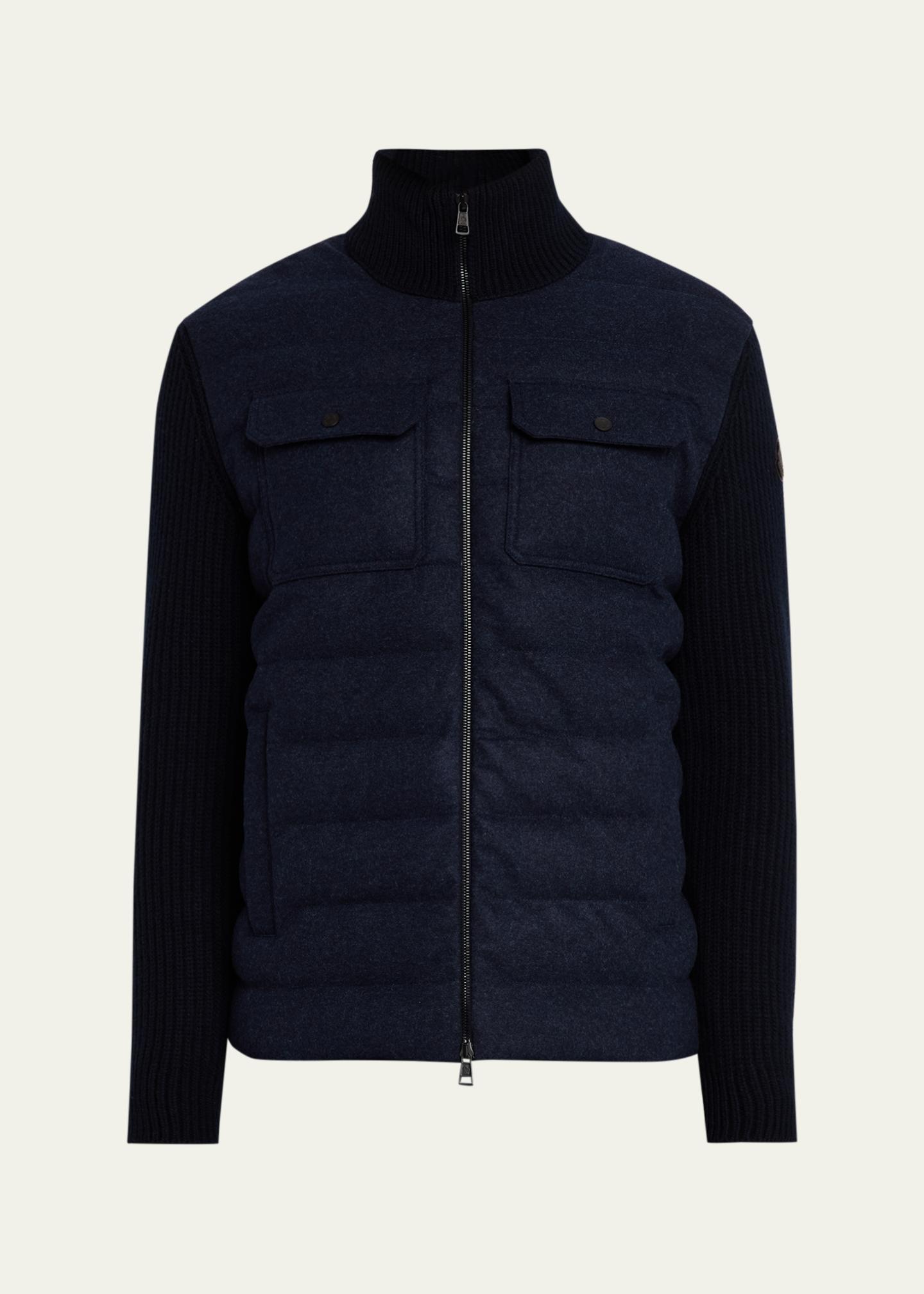 Moncler Men's Down-Filled Wool Knit Full-Zip Cardigan - Bergdorf