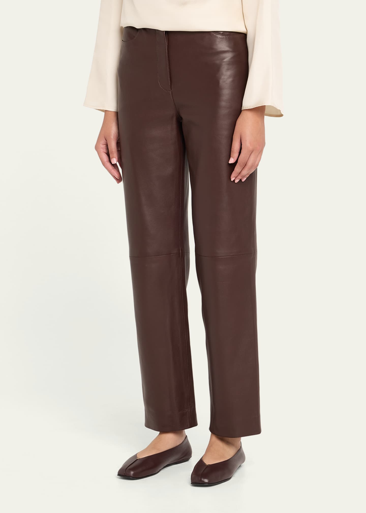 Loulou Studio Cobe Leather Straight-Leg Pants Image 4 of 5