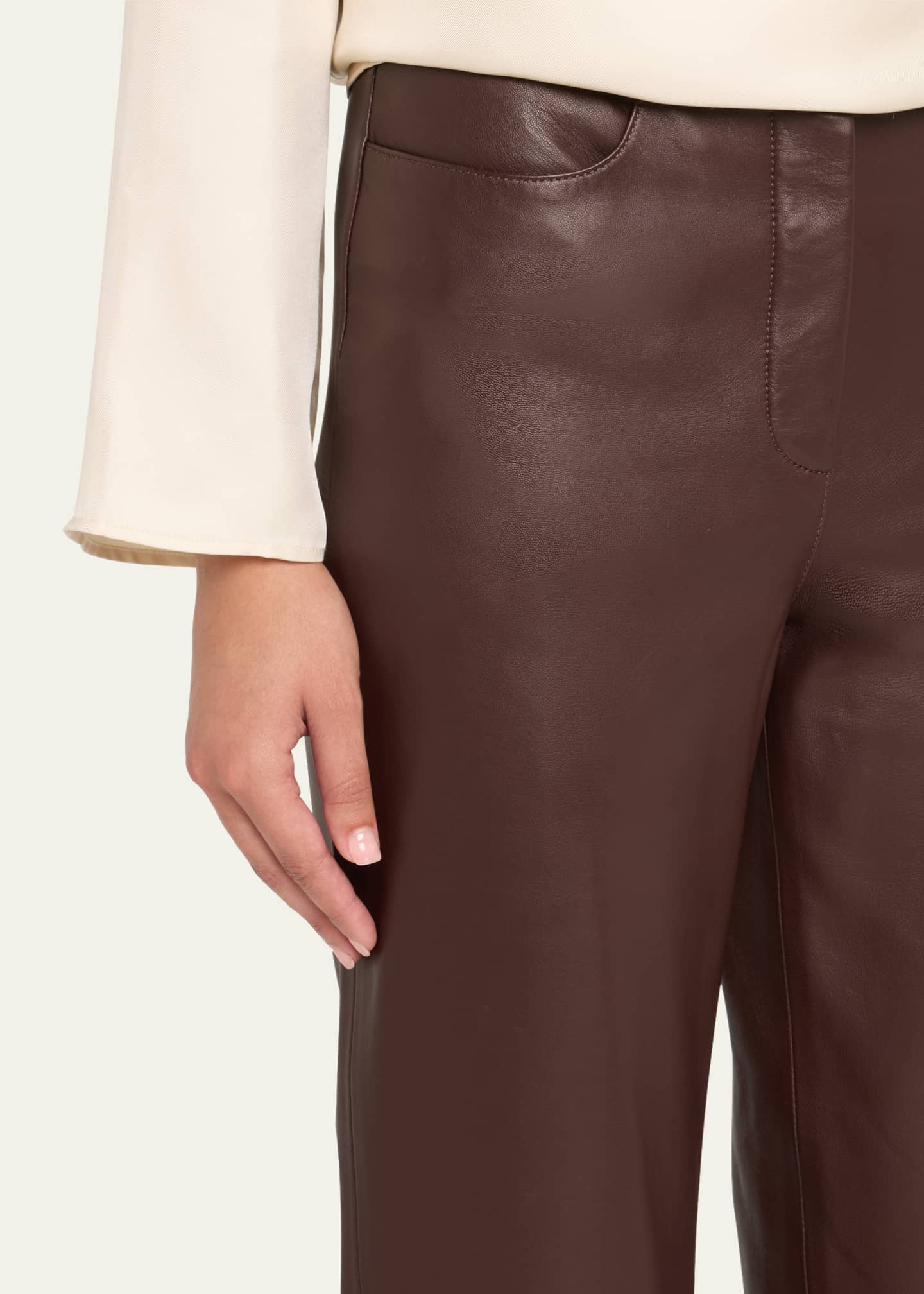 Loulou Studio Cobe Leather Straight-Leg Pants Image 5 of 5