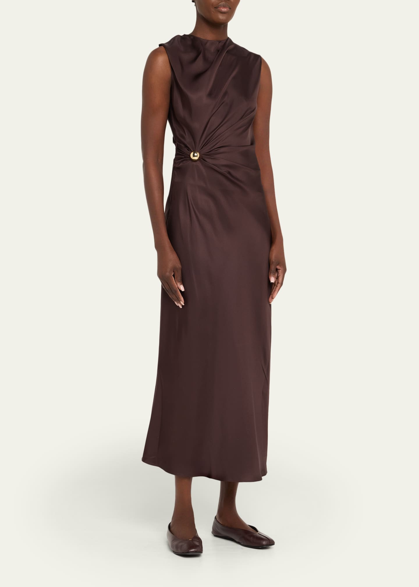 Loulou De Saison Roan Sleeveless Draped Maxi Dress Image 4 of 5