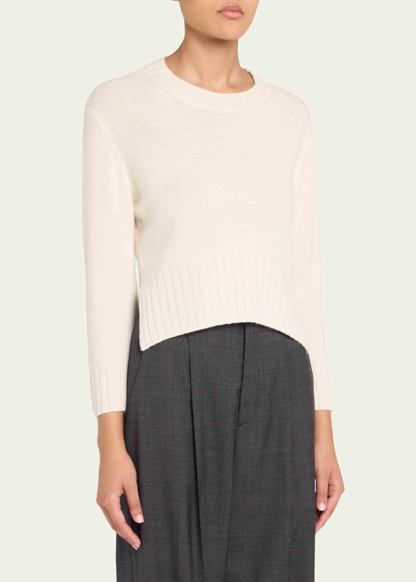Mora Cashmere Crop Crewneck Sweater