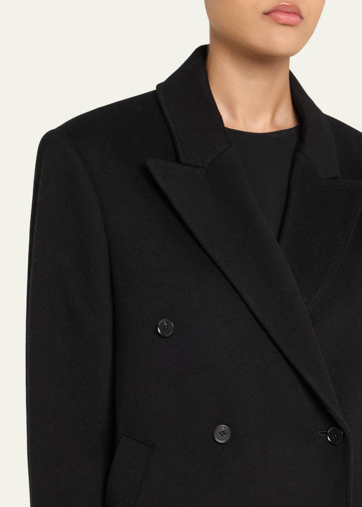 Loulou Studio Rosco Double-Breasted Wool-Cashmere Long Coat Image 5 of 5