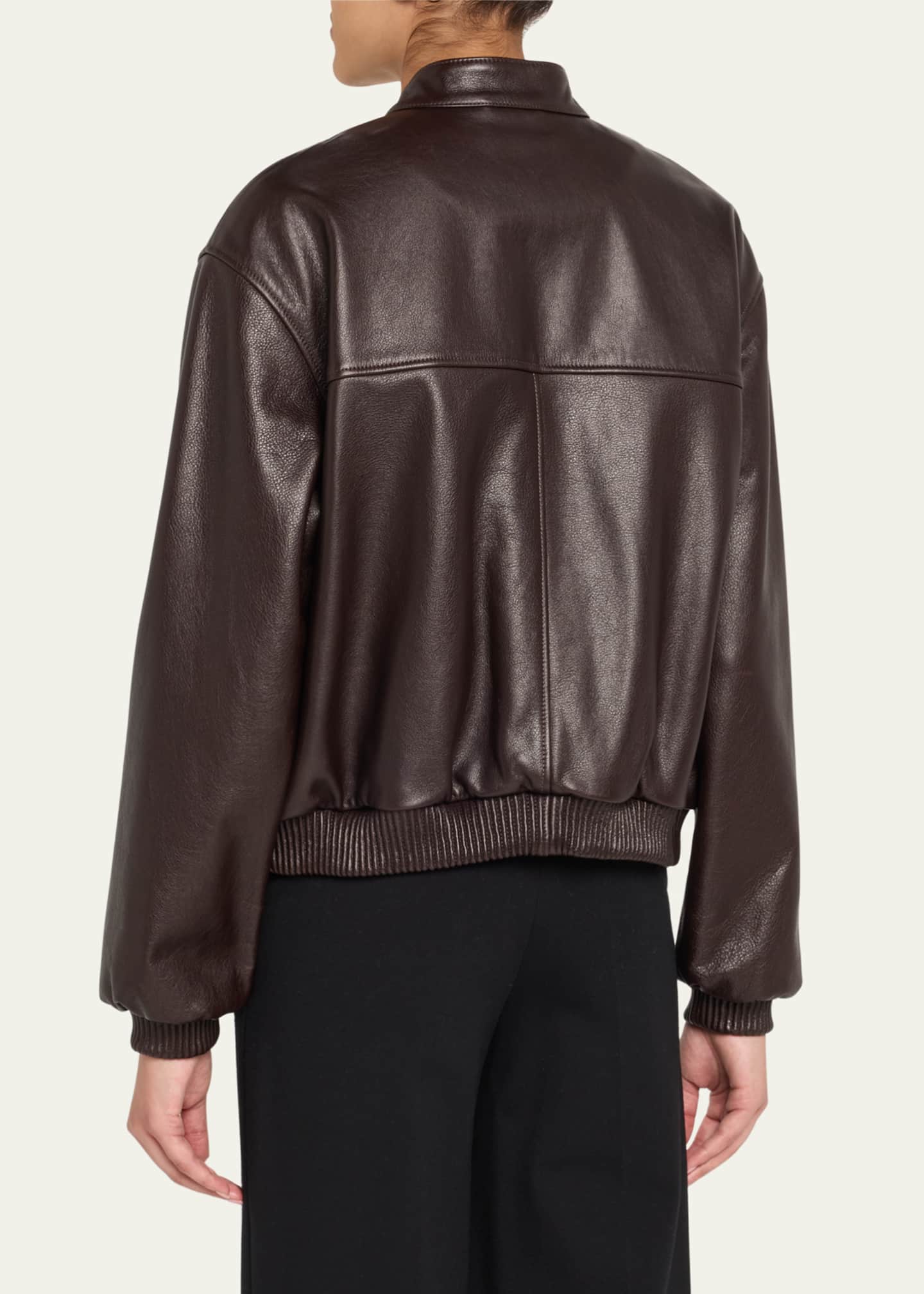 Loulou Studio Marlow Leather Bomber Jacket Image 3 of 5