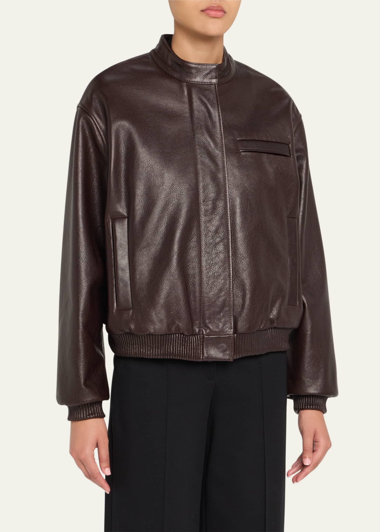 Loulou Studio Marlow Leather Bomber Jacket Image 4 of 5