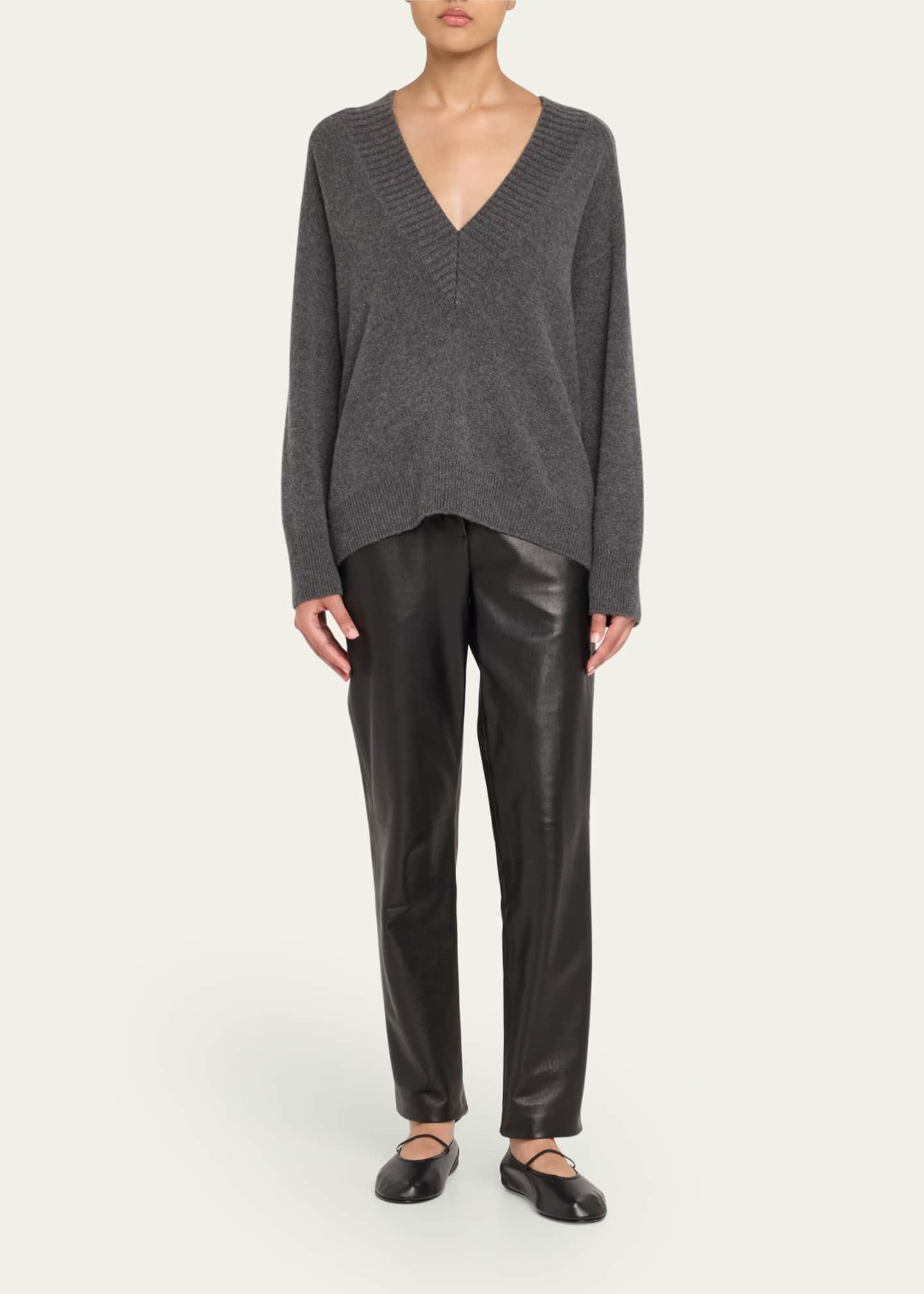 Loulou Studio Sage V-Neck Cashmere Oversized Sweater Image 2 of 5
