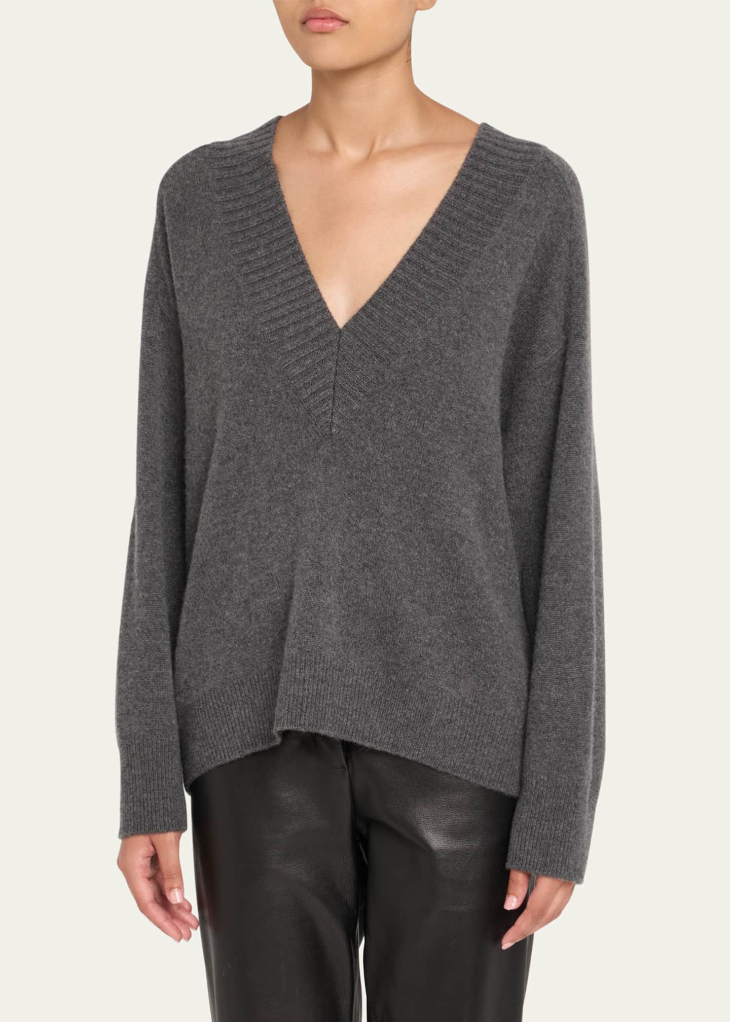 Loulou Studio Sage V-Neck Cashmere Oversized Sweater Image 4 of 5