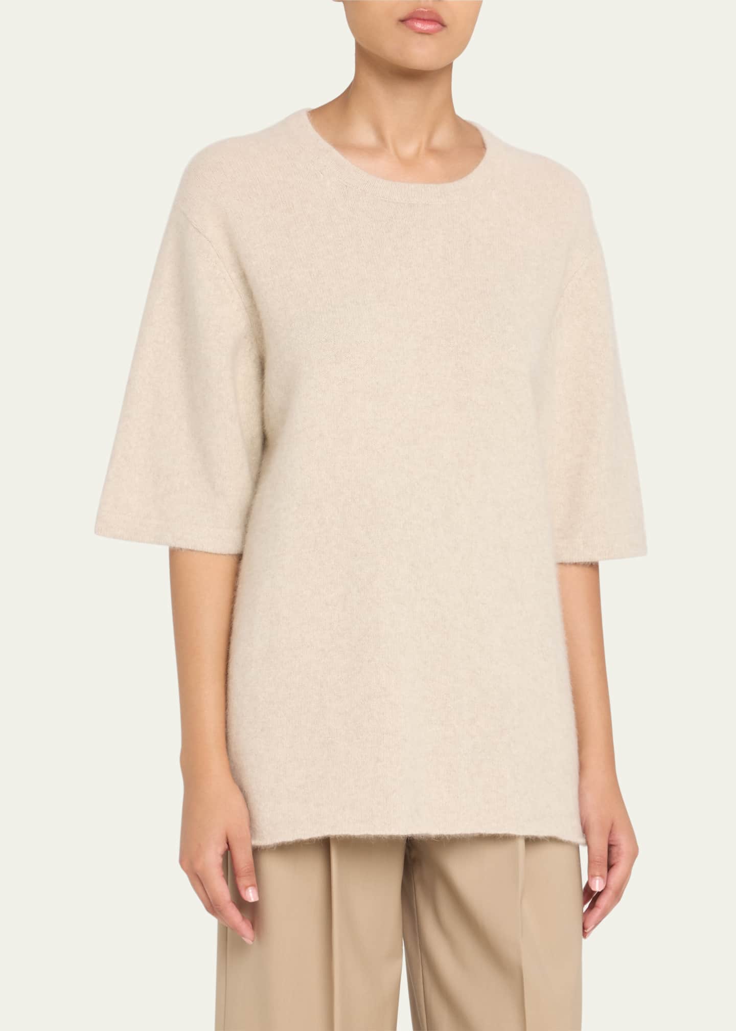 Loulou Studio Raven Short-Sleeve Wool Sweater Image 4 of 5