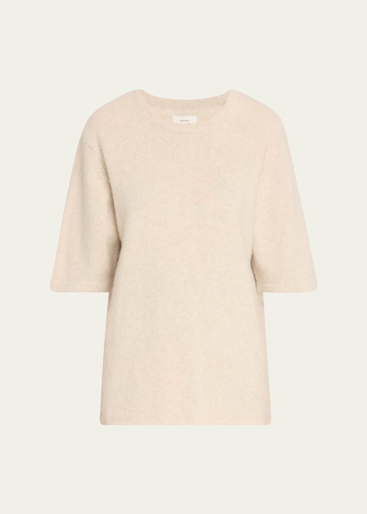 Loulou Studio Raven Short-Sleeve Wool Sweater Image 1 of 5