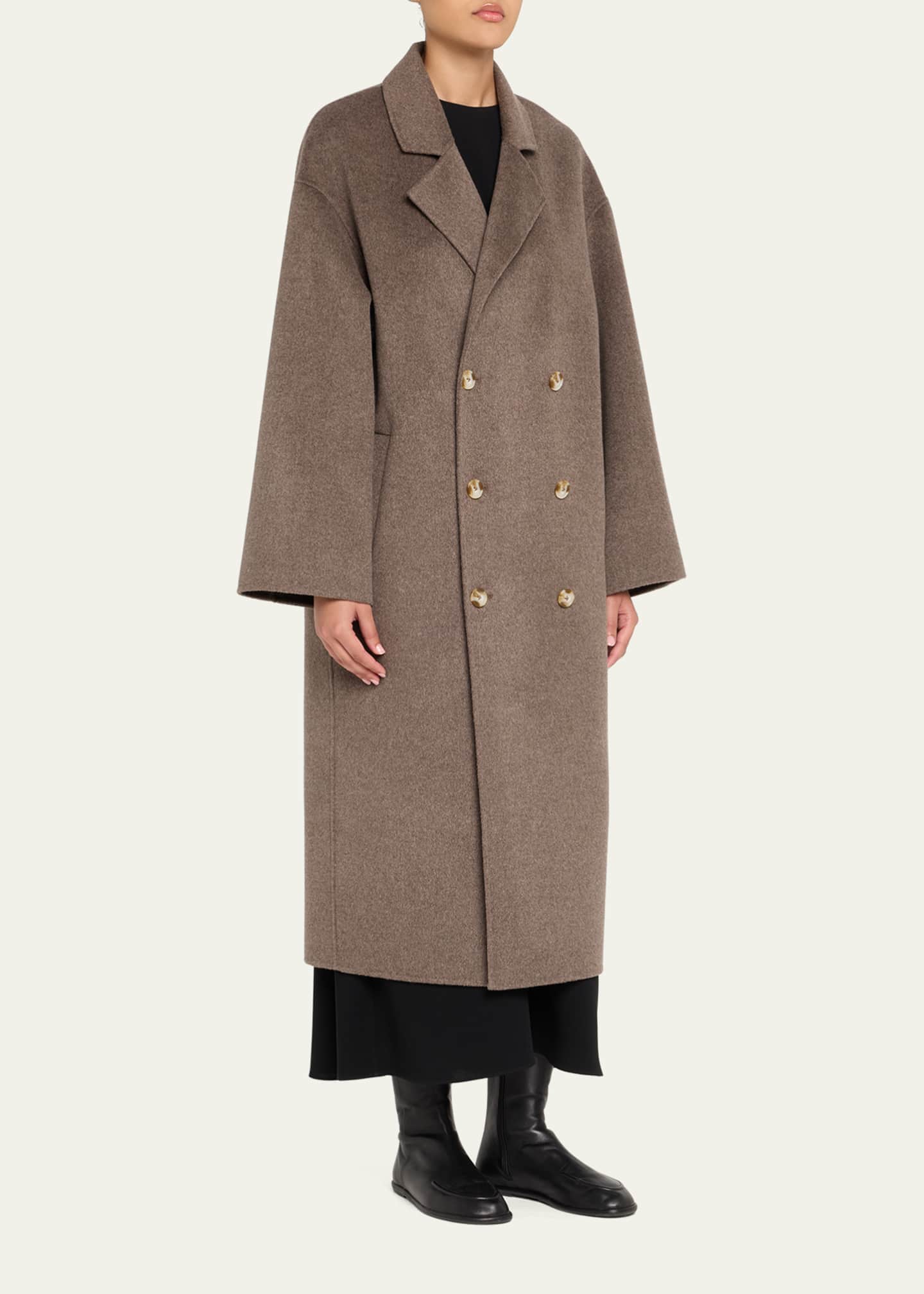 Loulou Studio Borneo Double-Breasted Wool-Cashmere Long Coat Image 4 of 5