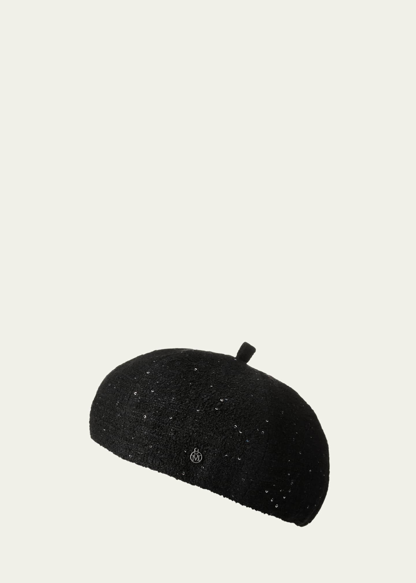 Maison Michel Emy Sequin Tweed Beret Hat