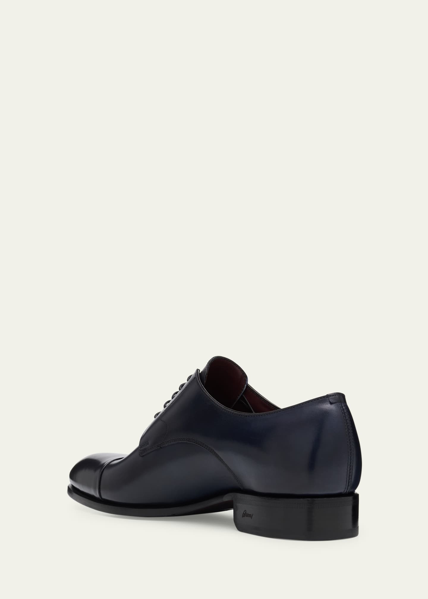 Brioni Men's Milano Leather Cap-Toe Derby Shoes Image 4 of 6