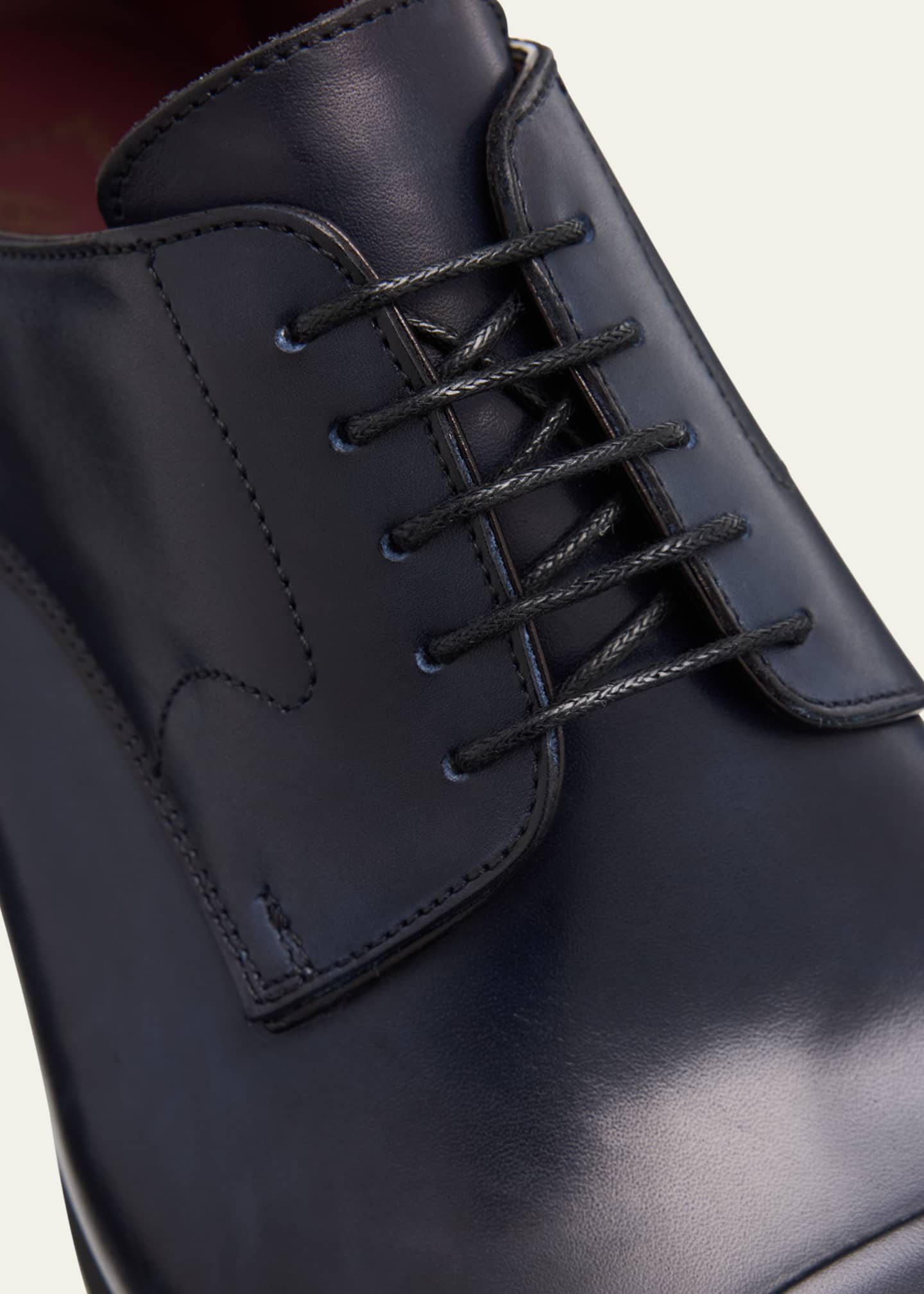 Brioni Men's Milano Leather Cap-Toe Derby Shoes Image 5 of 6