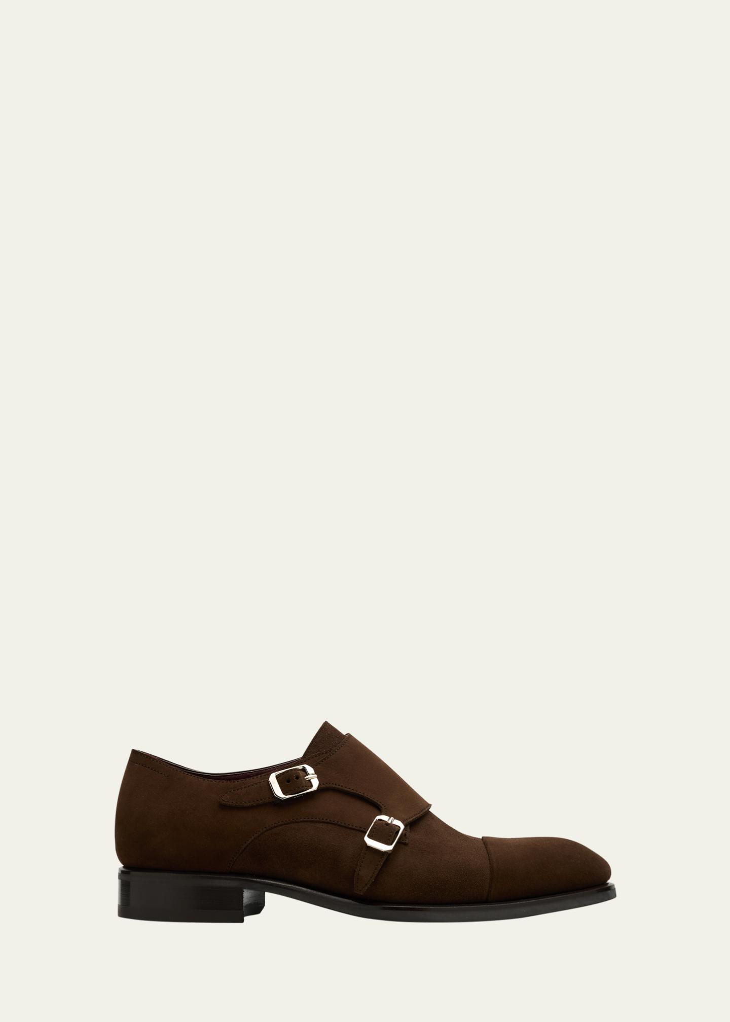 Mercanti Fiorentini Men 9 M Brown Suede Double Monk Strap Cap Toe Shoes Italy Mercanti Fiorentini Strap Oxfords for Men | Mercari main image 4
